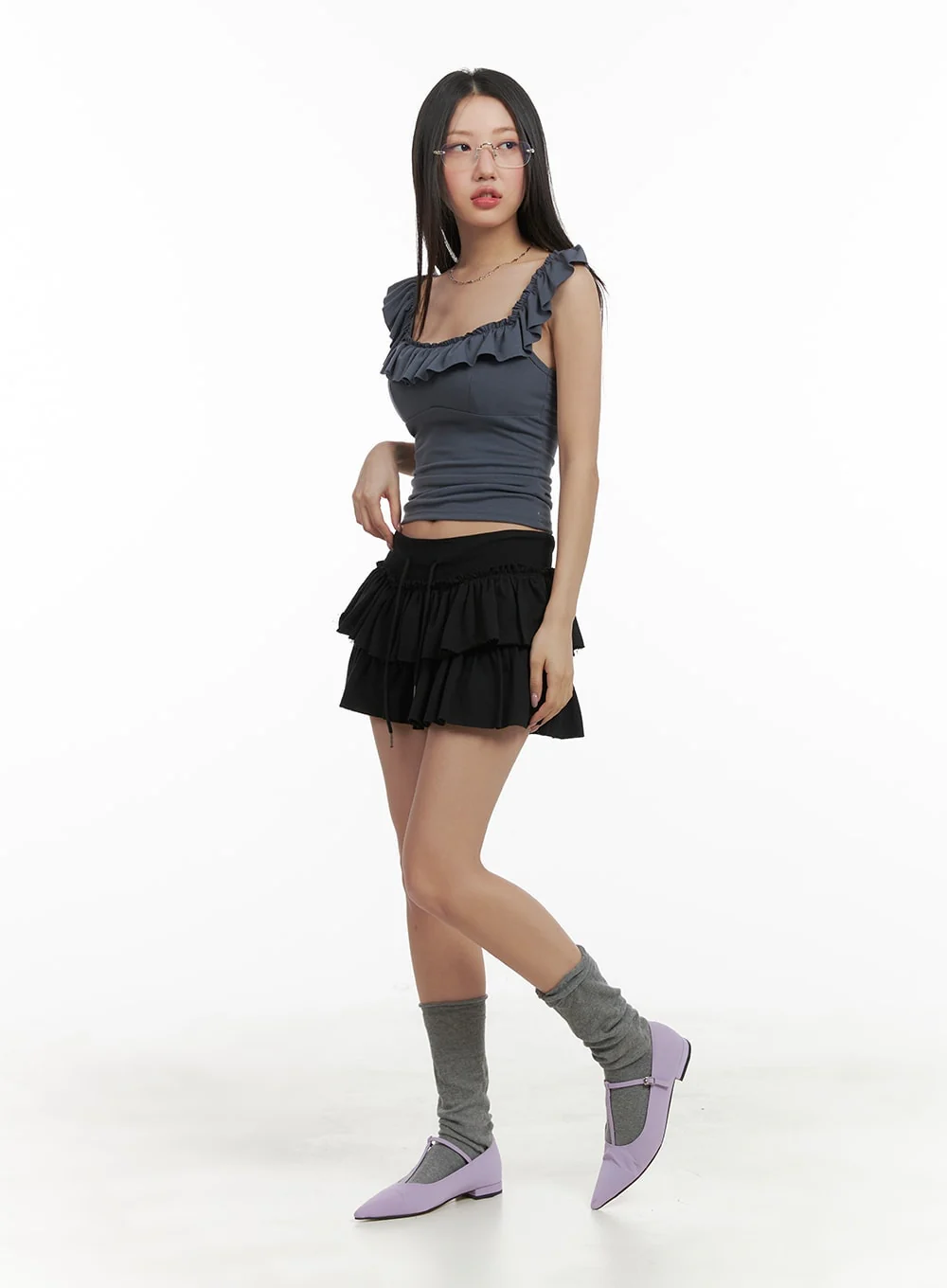 String Frill Mini Skort CA409 - Image 2