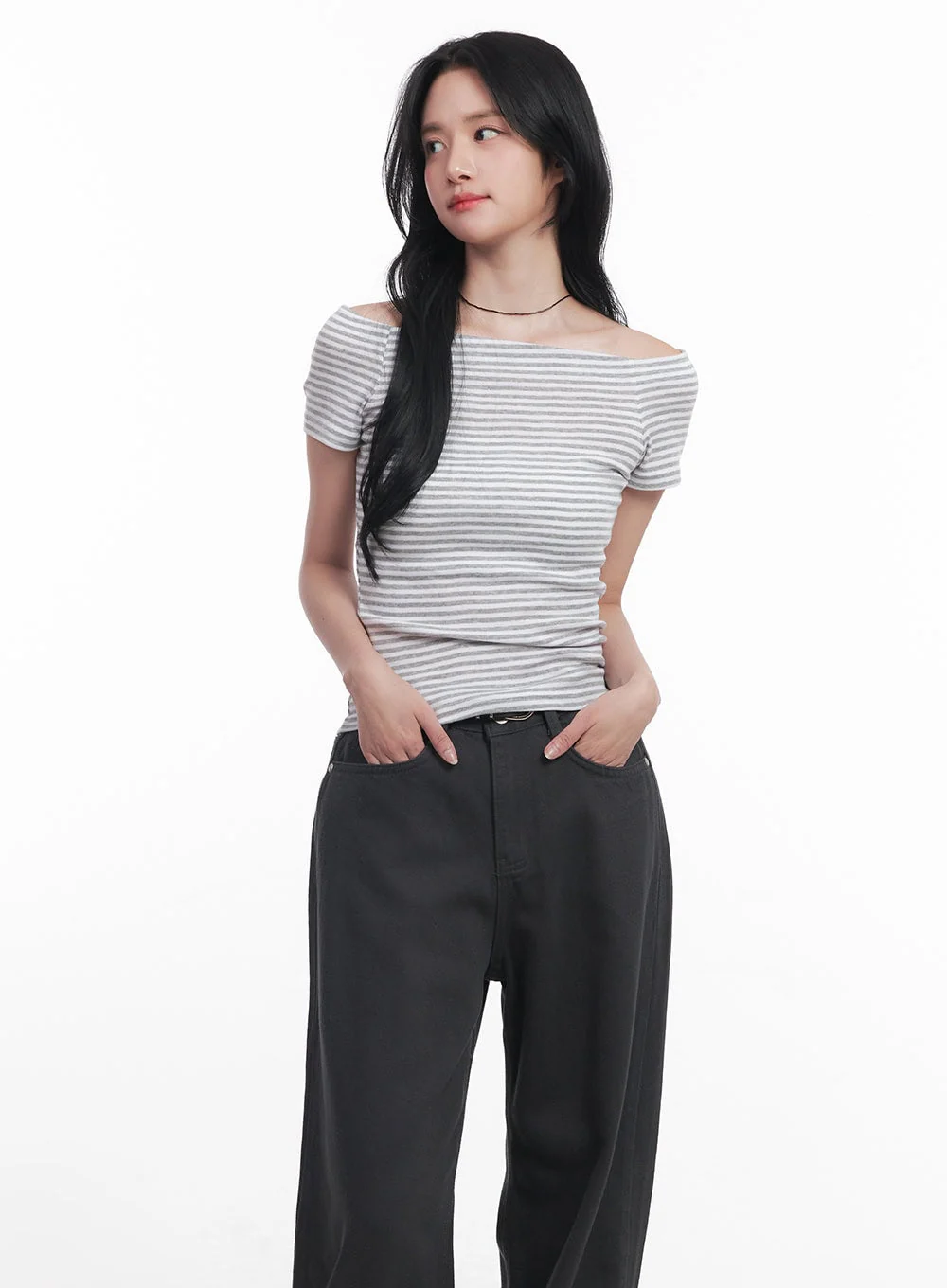 Stripe Off-Shoulder Top  CY526
