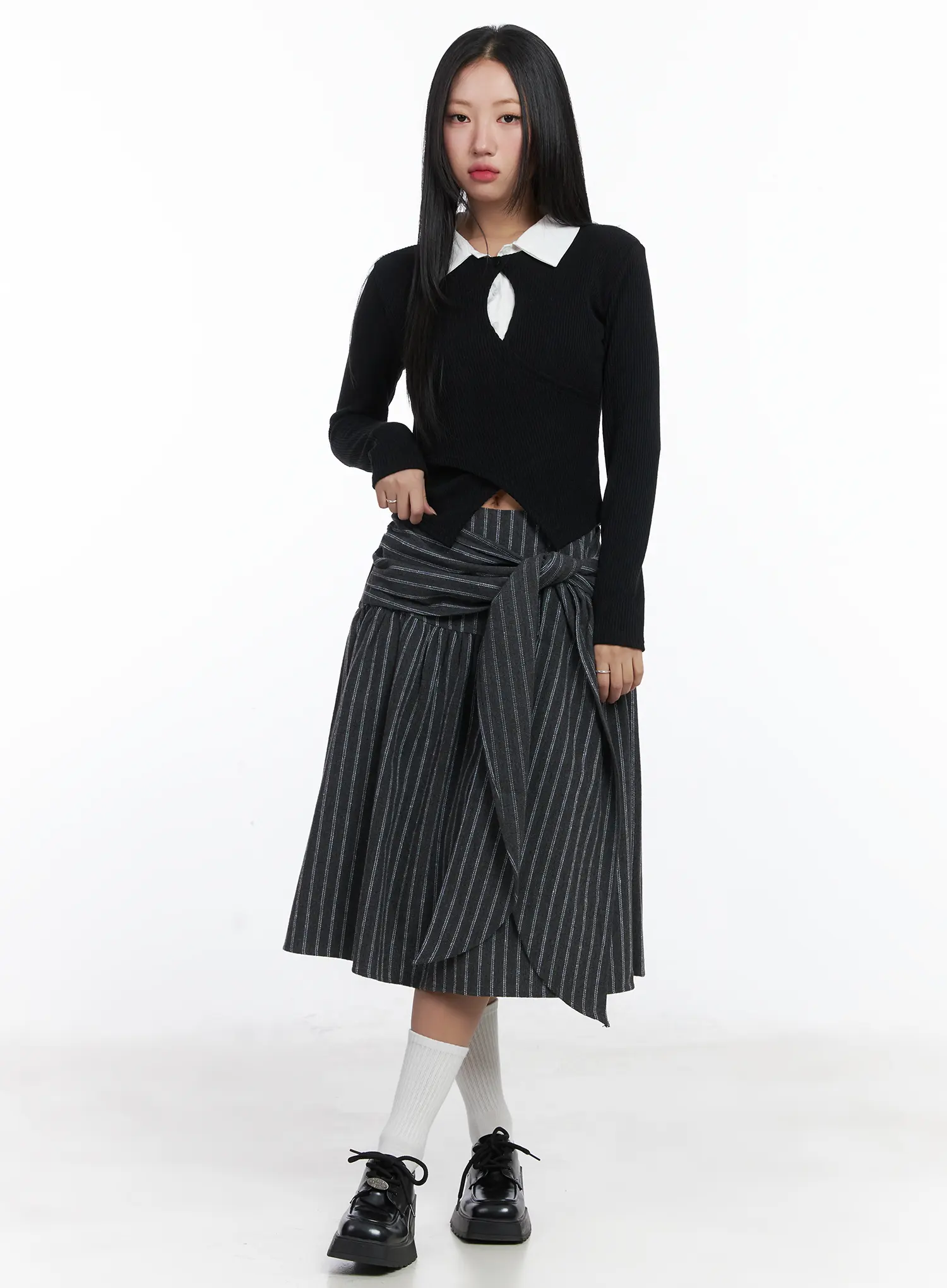 Stripe Wrap Midi Skirt CD529 - Image 6