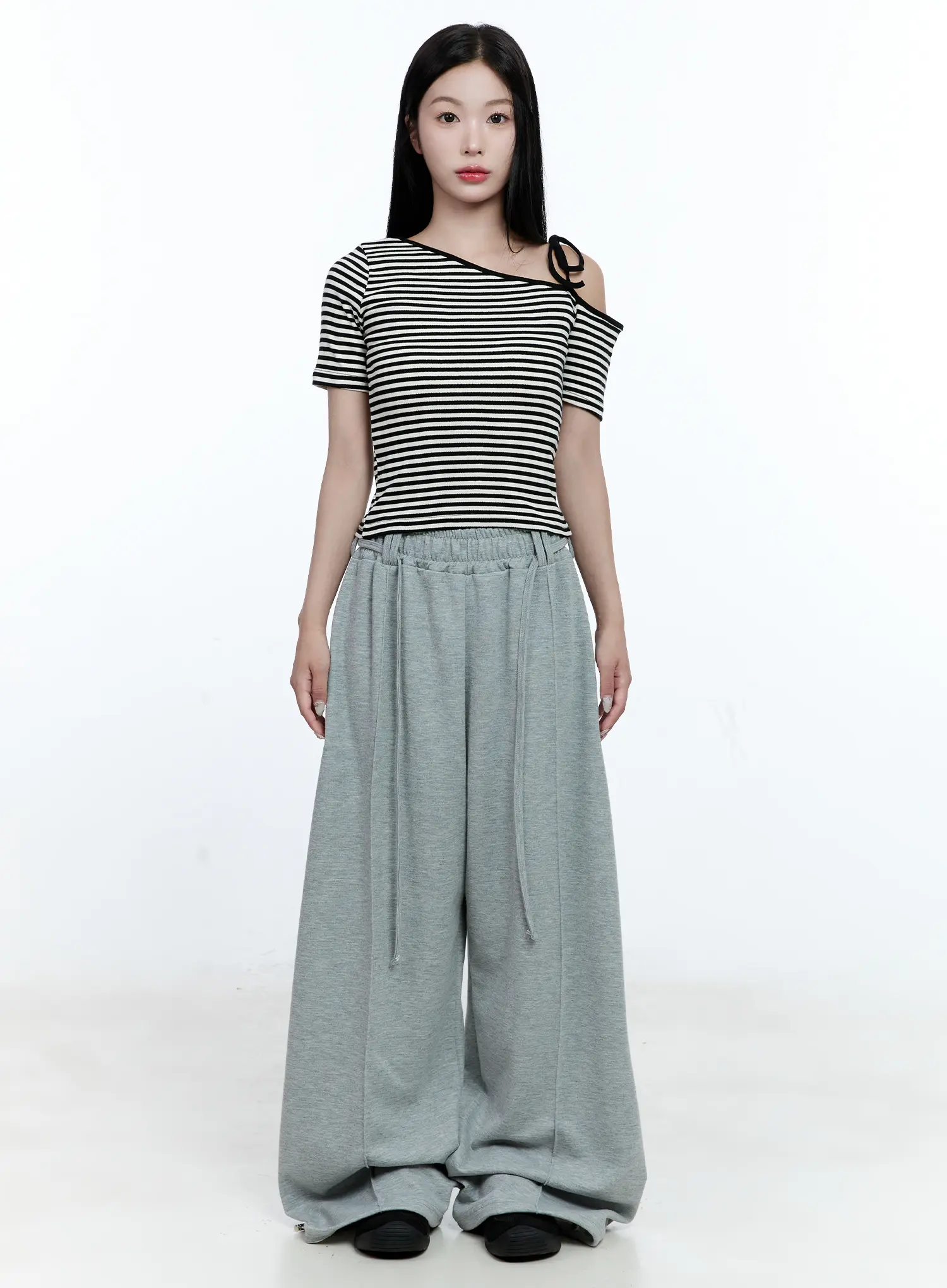 Striped Asymmetric Ribbon Tee CG507 - Image 2