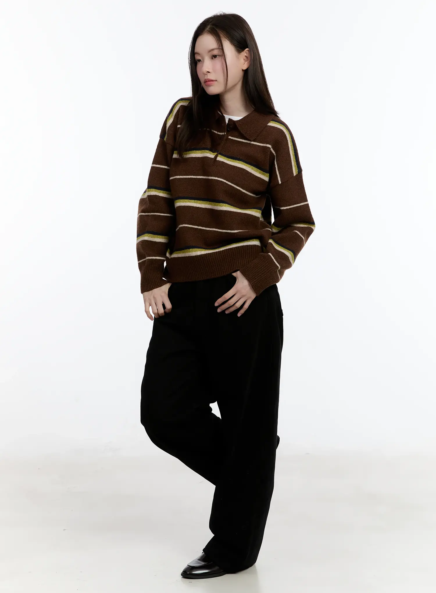 Striped Collar Knit Top ID511 - Image 5