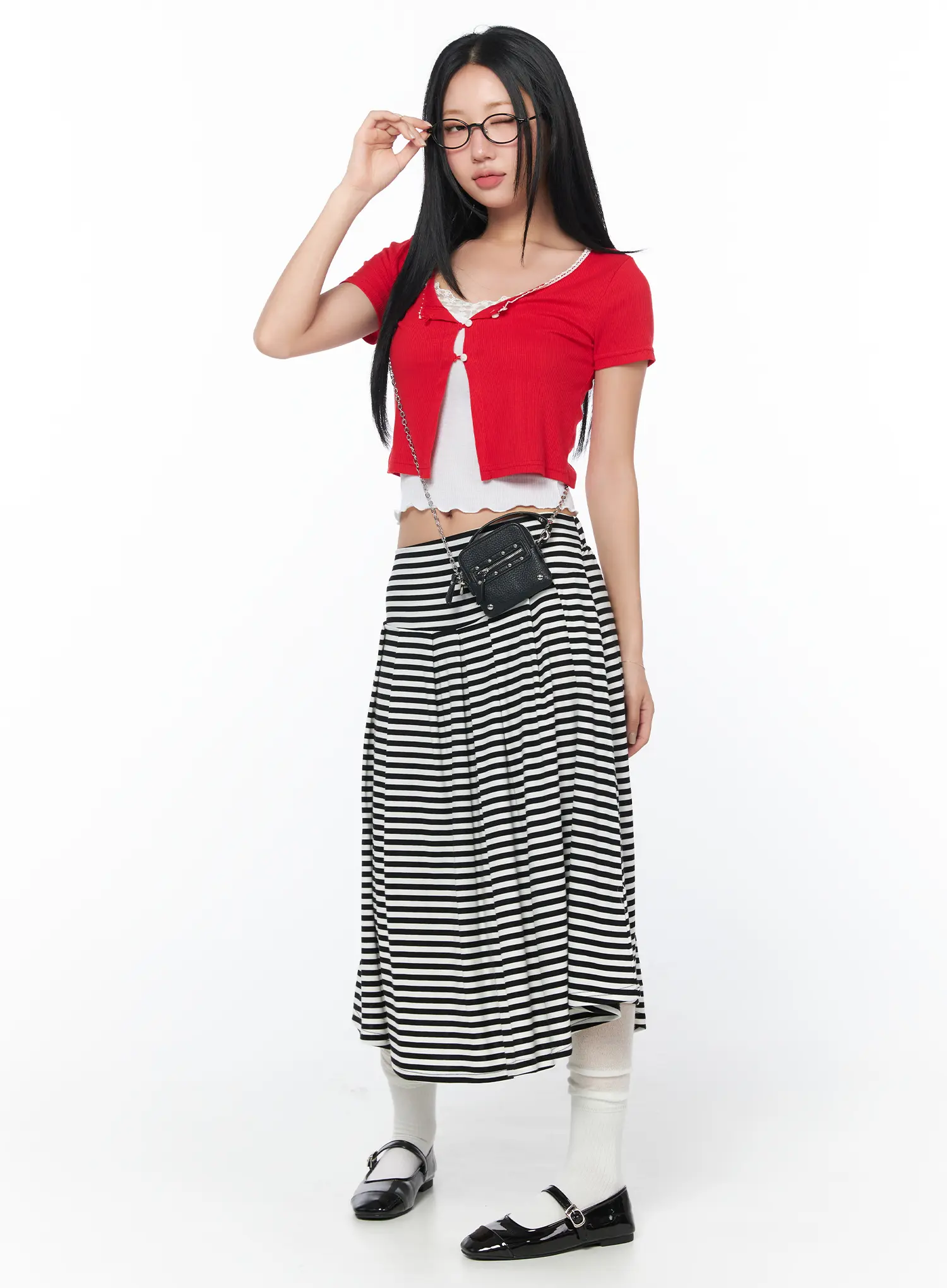 Striped Flare Long Skirt CY512 - Image 2
