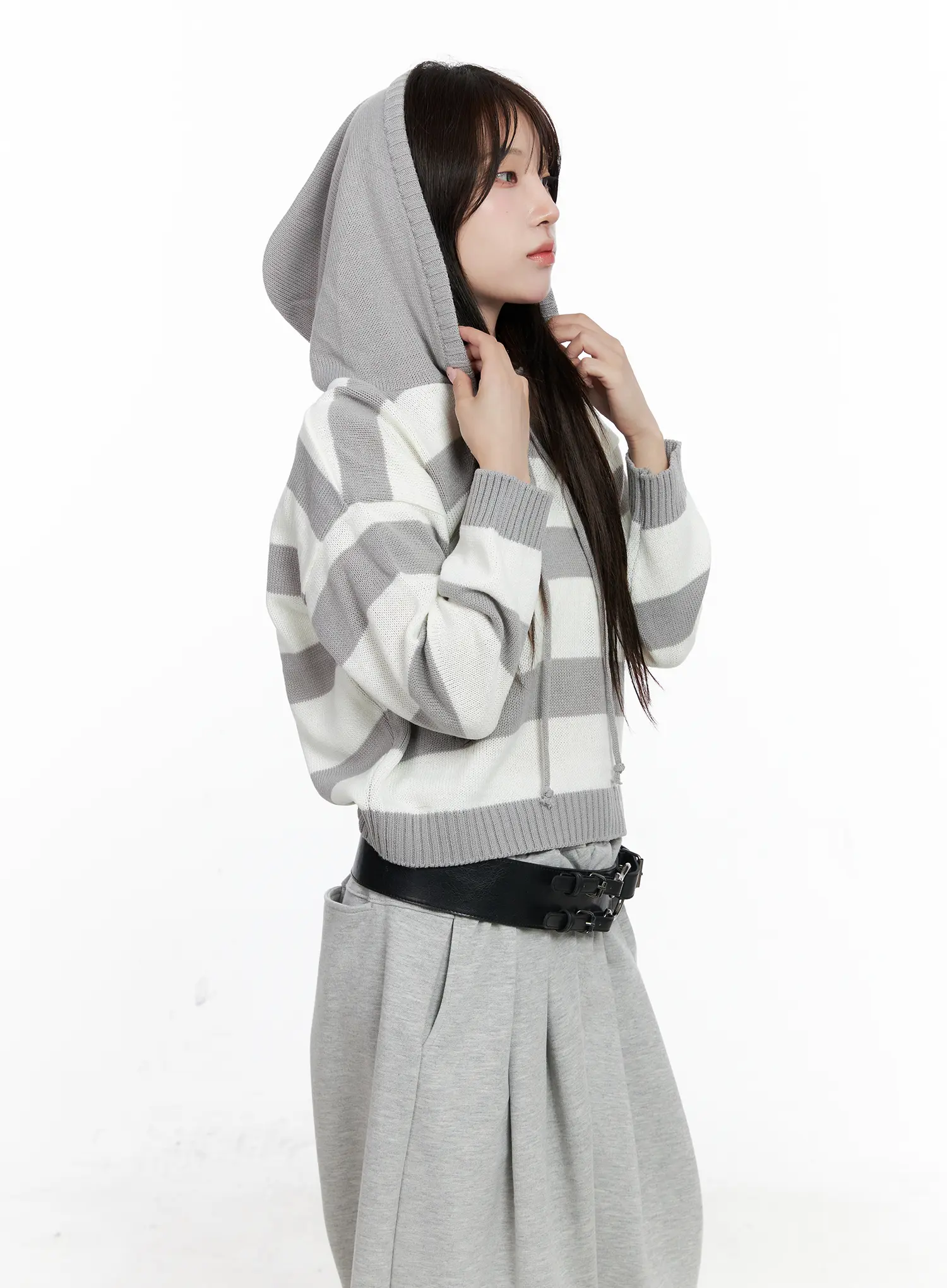 Striped Half-ButtonSweater Hoodie CO521 - Image 2