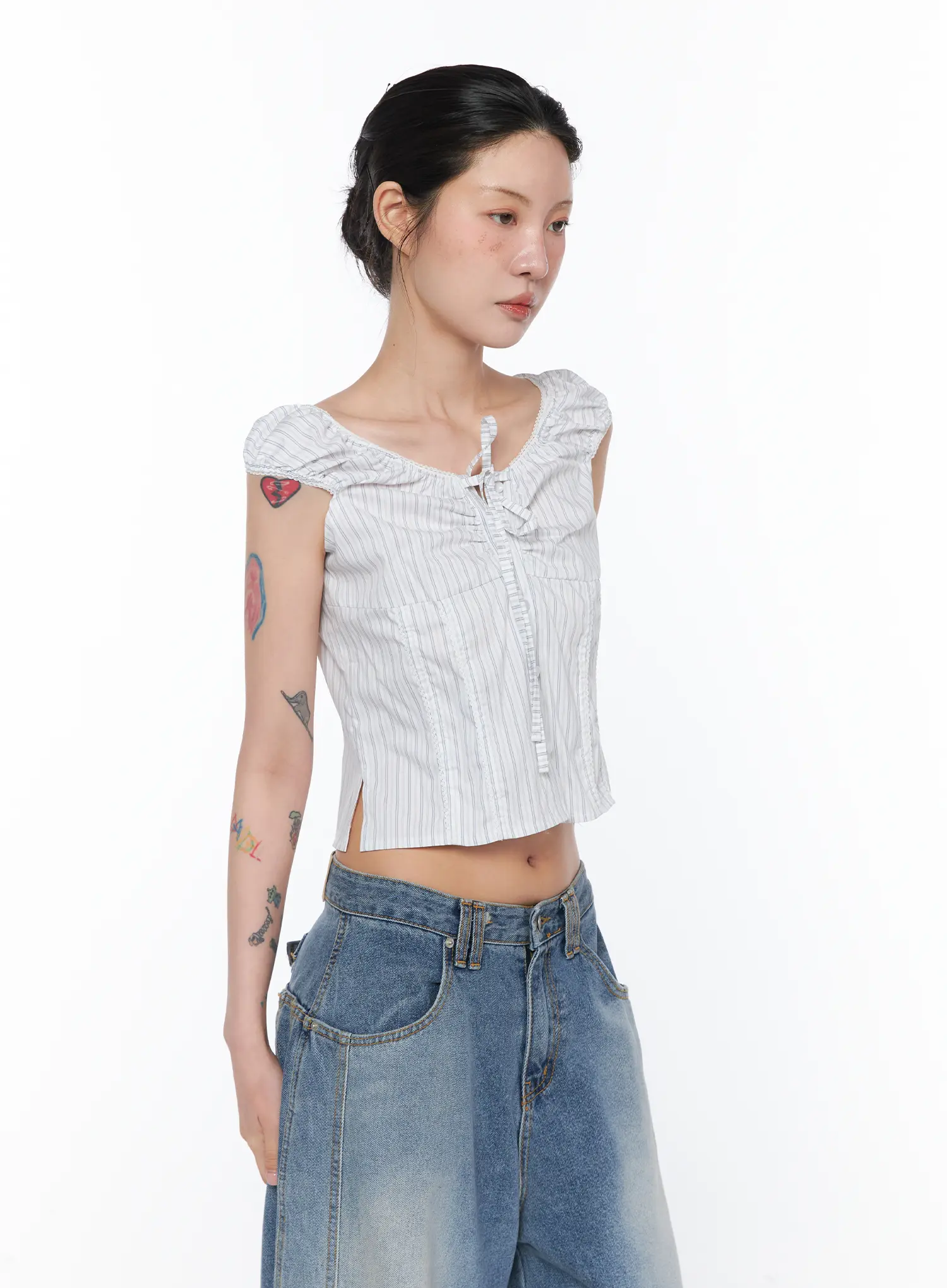 Striped Off-Shoulder Blouse CA524 - Image 6