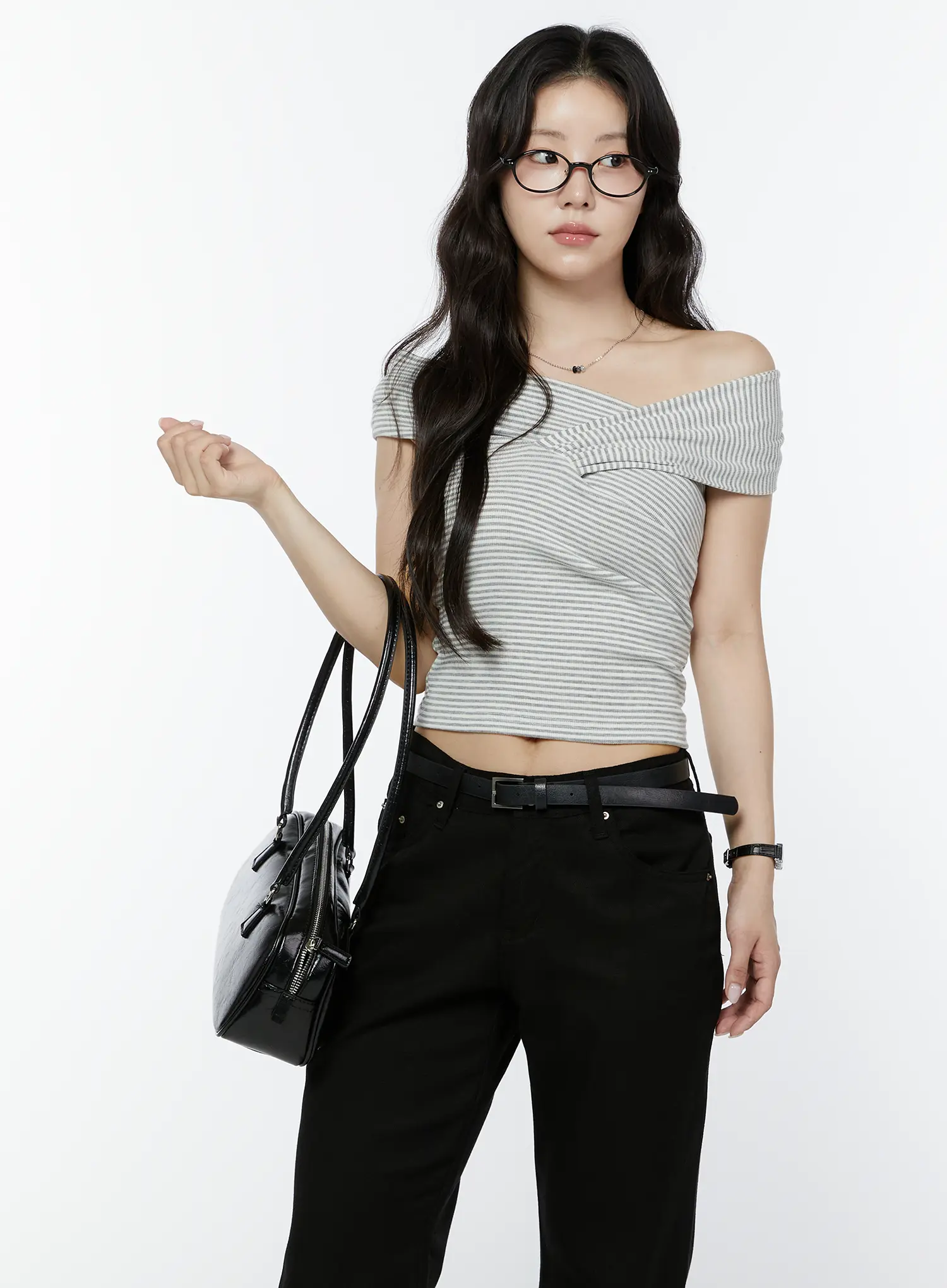 Striped Off-Shoulder Wrap IY511