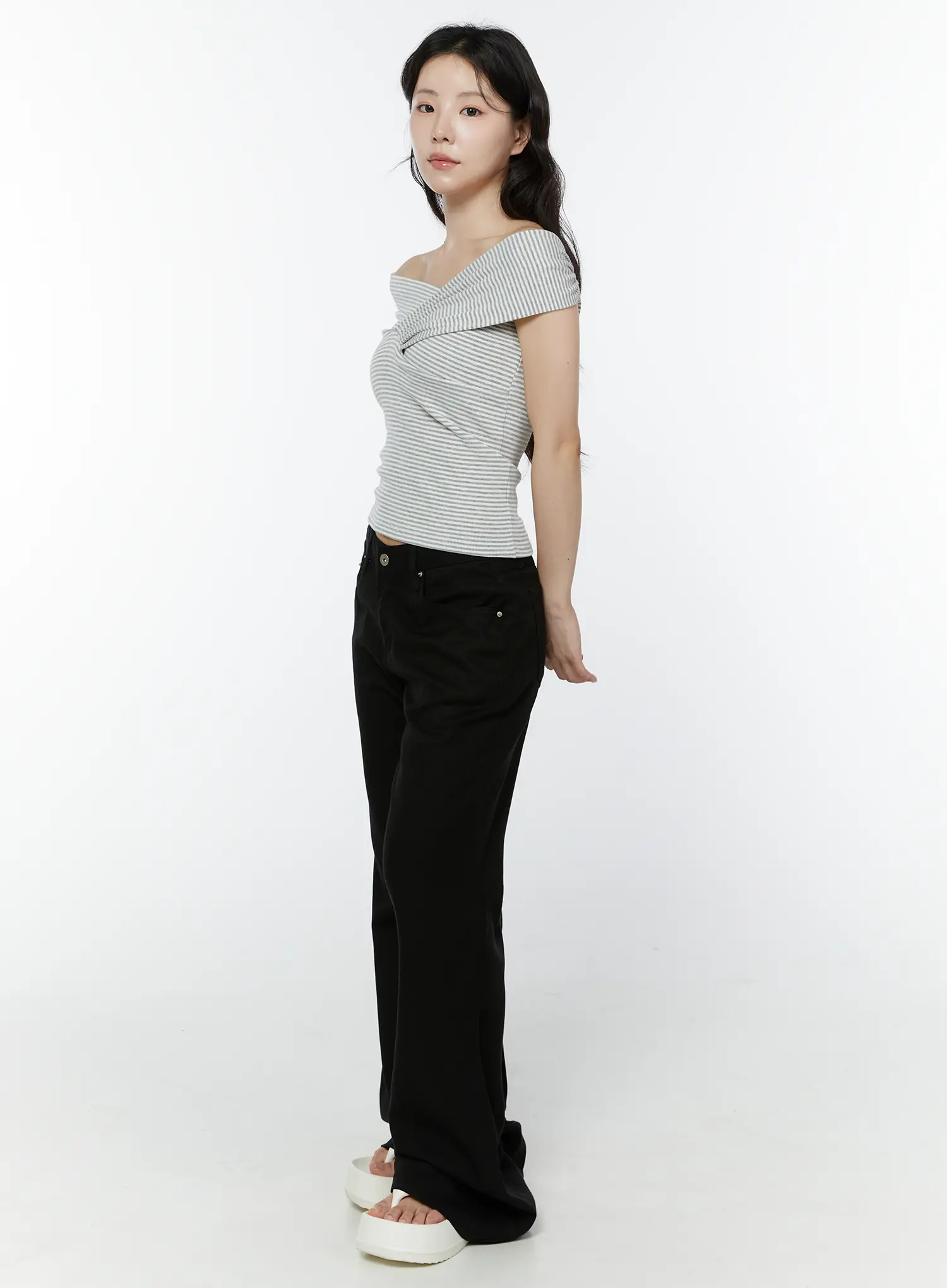 Striped Off-Shoulder Wrap IY511 - Image 8