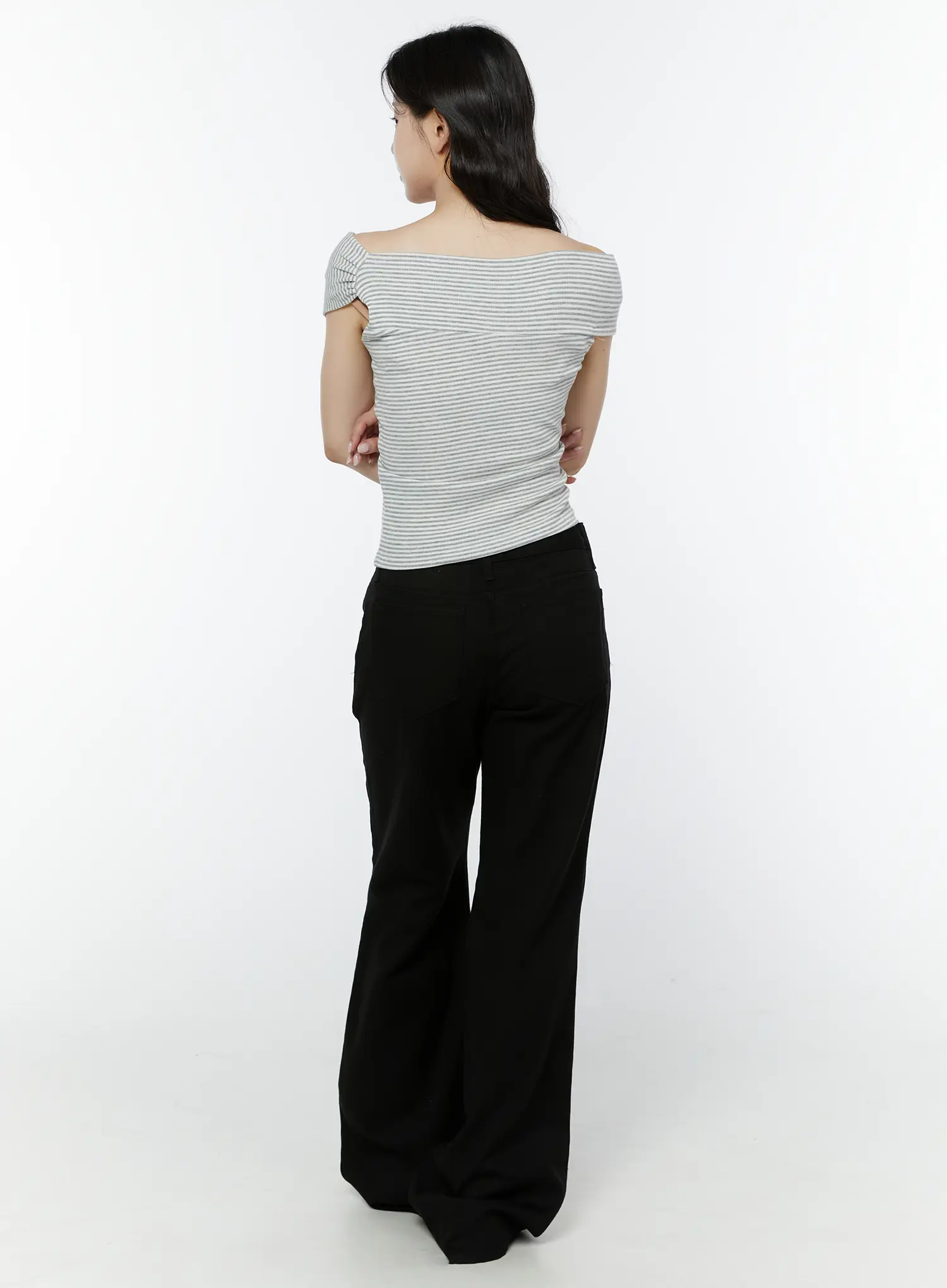 Striped Off-Shoulder Wrap IY511 - Image 9
