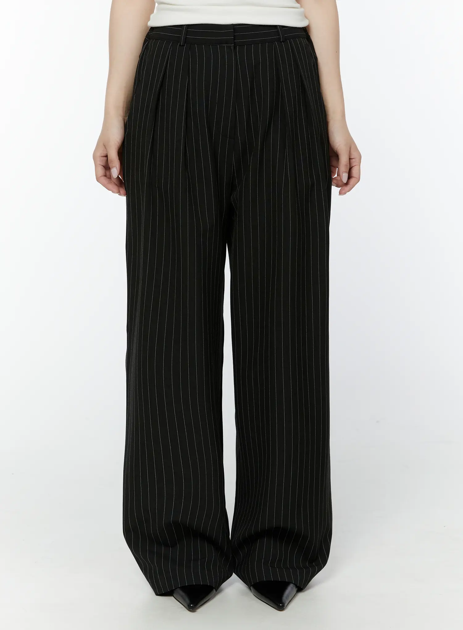 Striped Pintuck Wide Slacks IY511 - Image 3