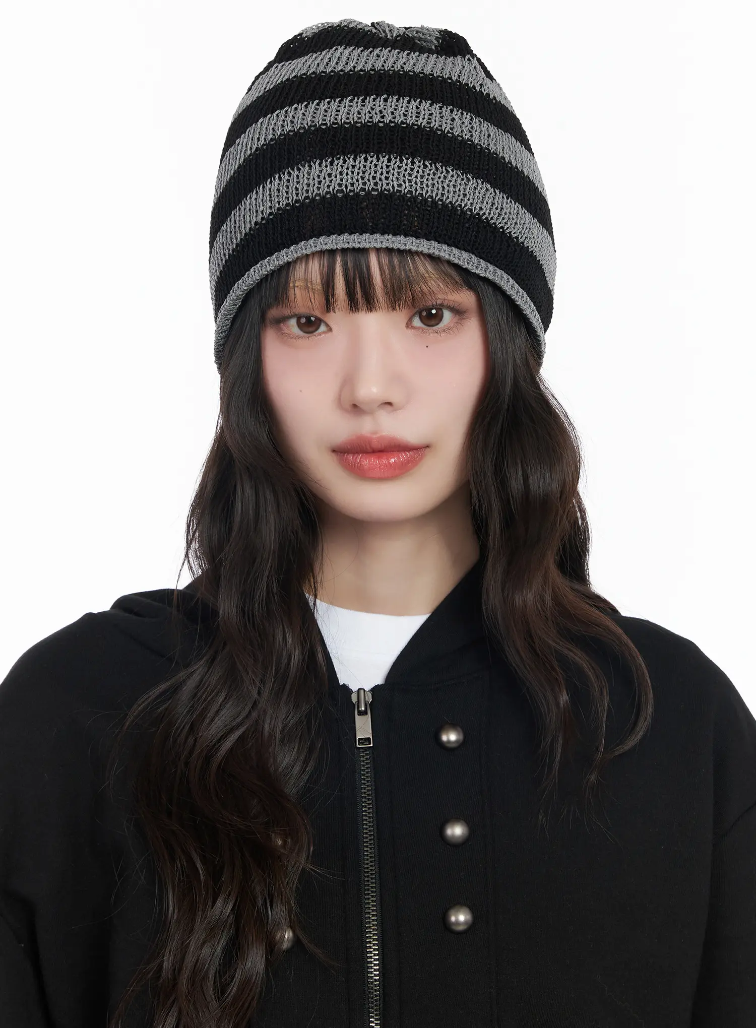 Striped Ribbon Knit Beanie CM526 - Image 2