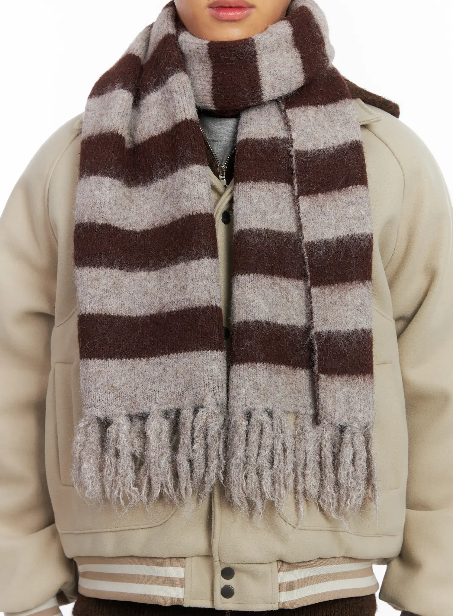 Striped Wool Knit Scarf ID511