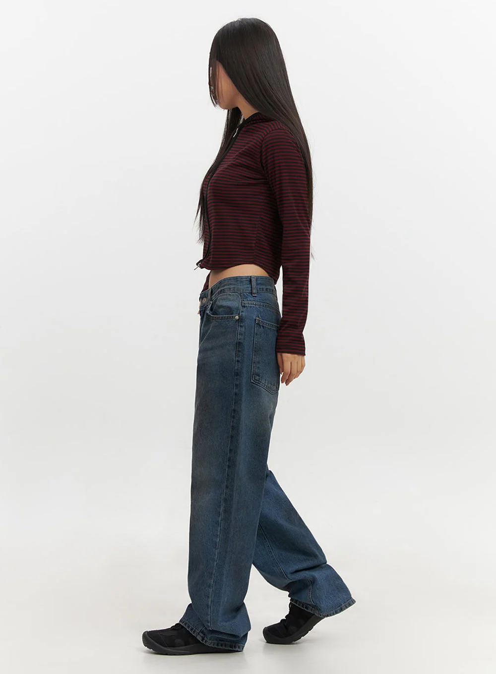 Striped Zip-Up Hooded Crop Jacket IF510 - Image 11