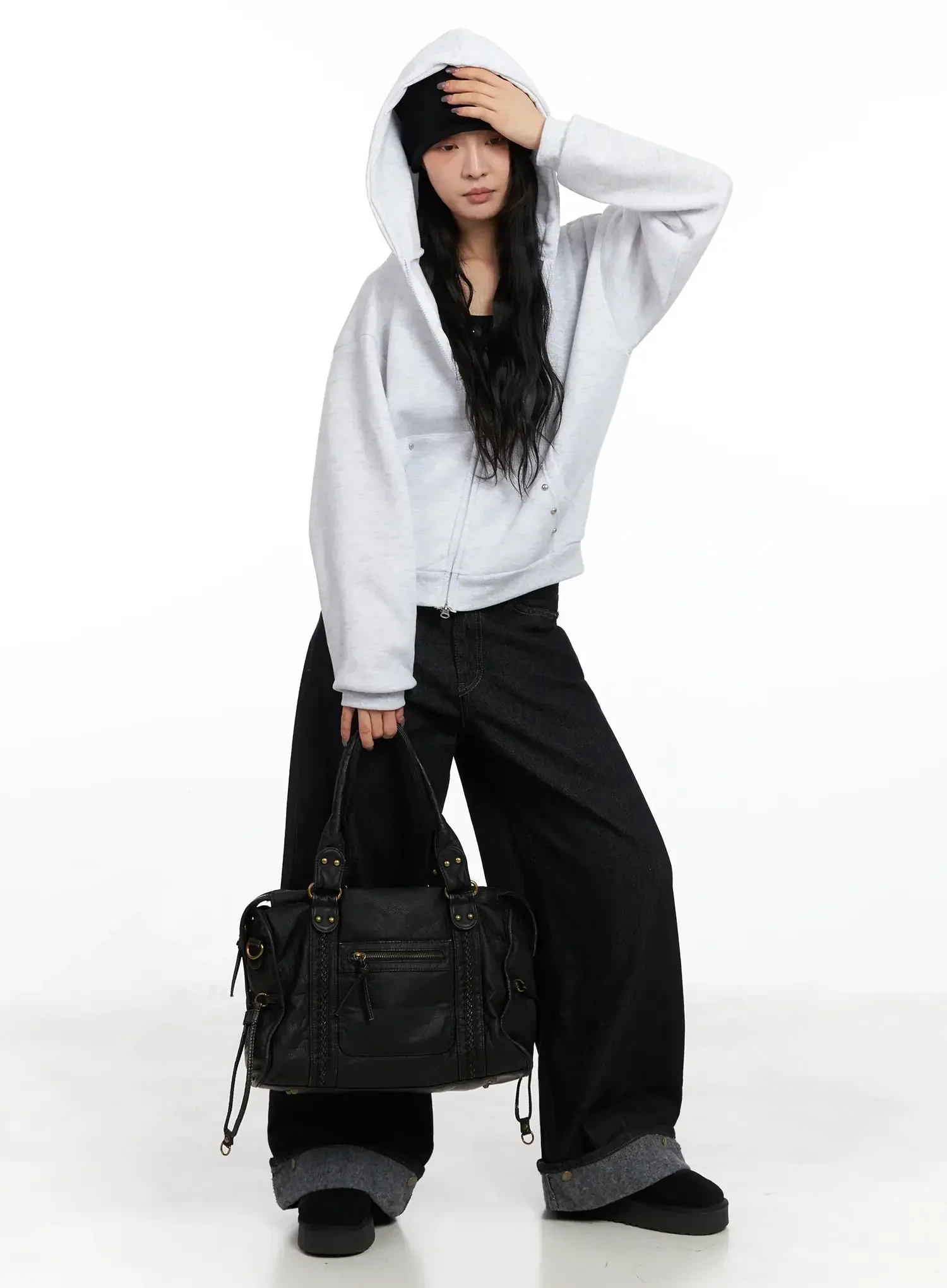 Studded Fleece Zip Hoodie IN528 - Image 12