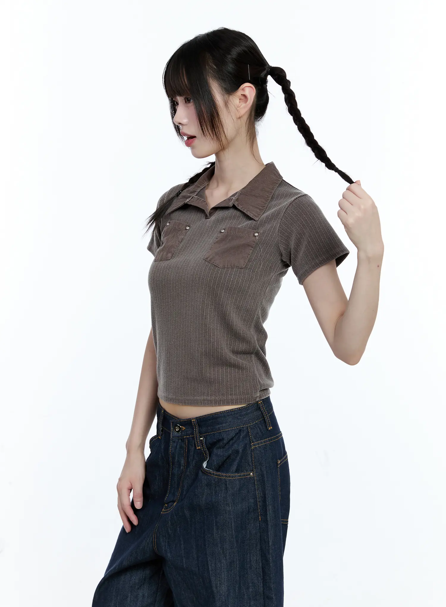 Studded Pocket Collared Tee CG511 - Image 6