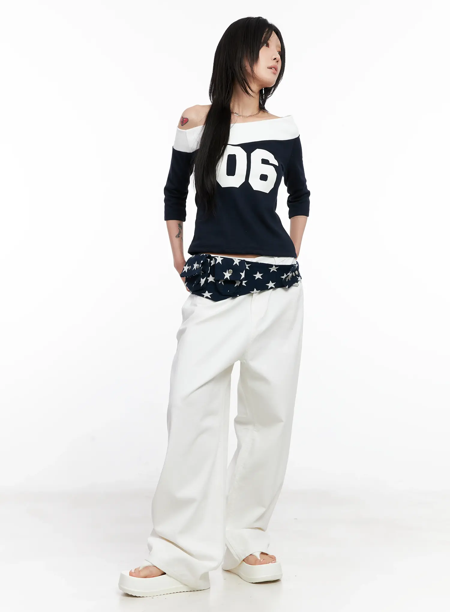 Studded Wide-Leg Cotton Pants CL525 - Image 2