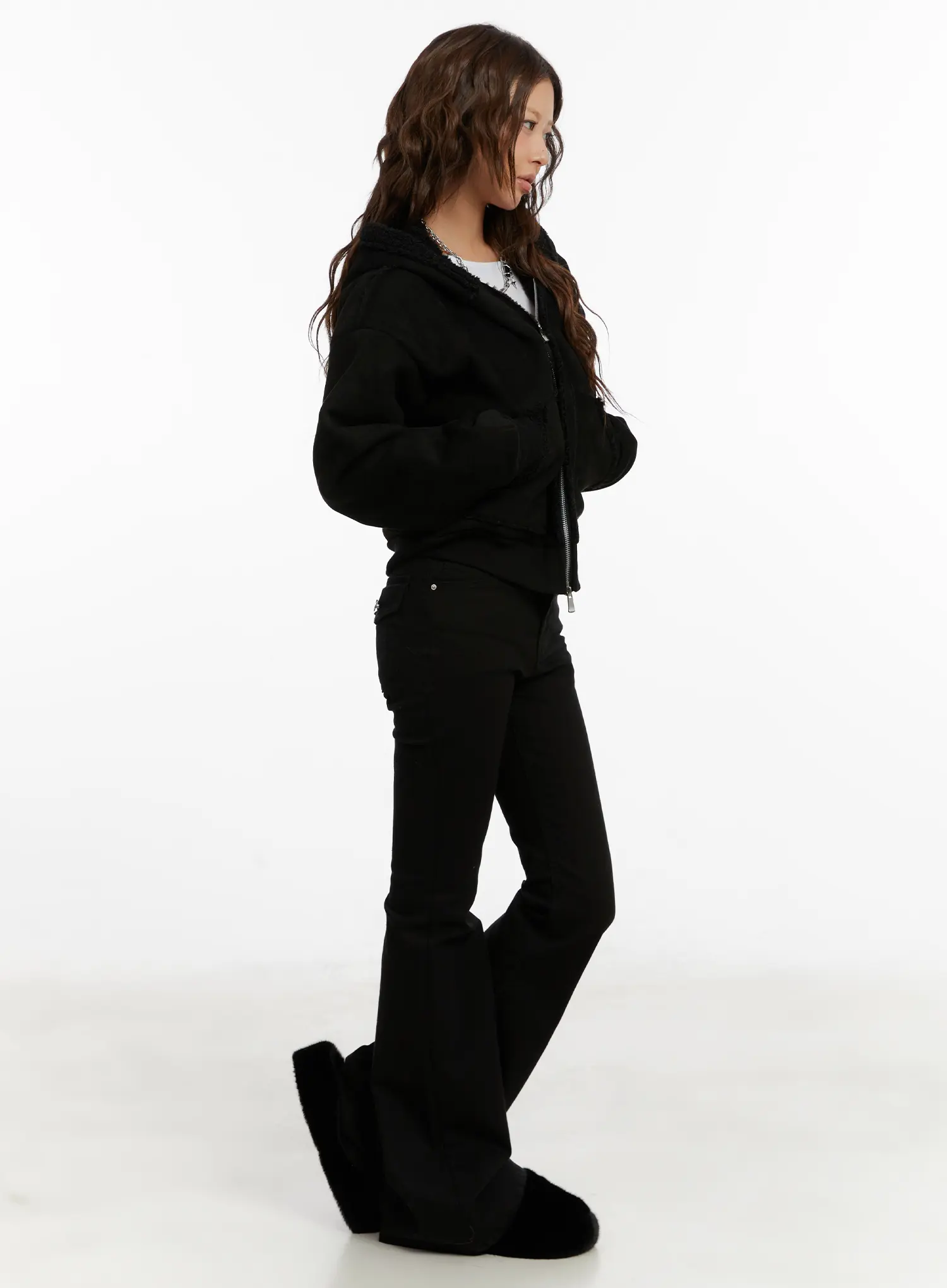 Suede Cropped Hooded Jacket CD512 - Image 7