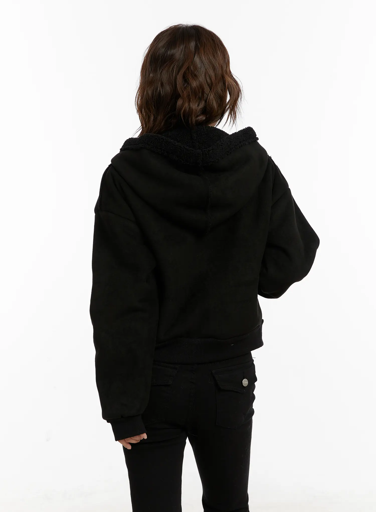 Suede Cropped Hooded Jacket CD512 - Image 8