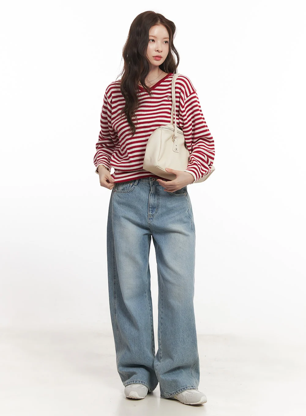 Sweet Apple Stripe V-Neck Sweater CA501 - Image 10