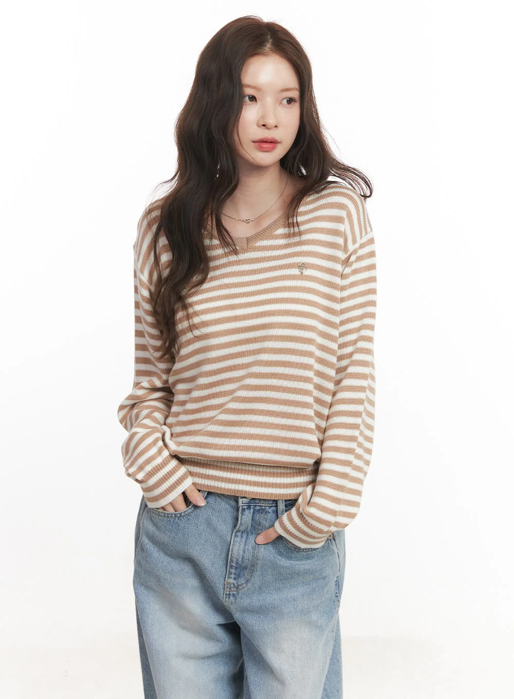 Sweet Apple Stripe V-Neck Sweater CA501 - Image 14