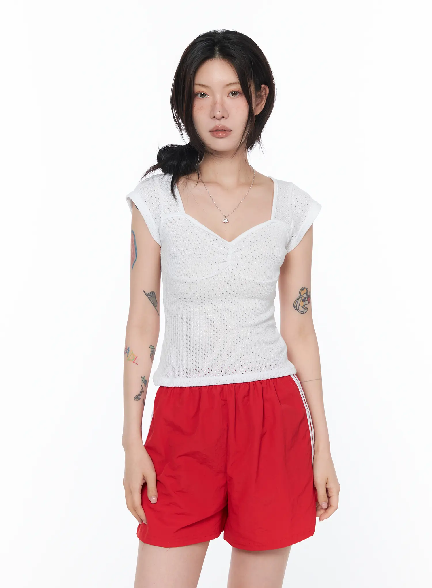 Sweetheart Neck Shirred Top CA524 - Image 12