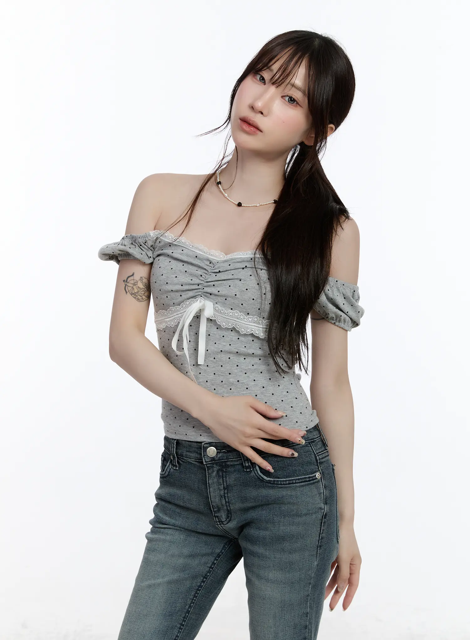 Sweetheart Polka Dot Puff-Sleeve Top CA501 - Image 10