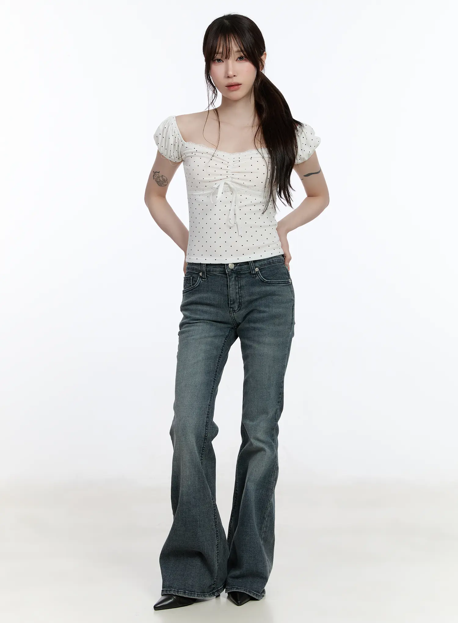Sweetheart Polka Dot Puff-Sleeve Top CA501 - Image 3