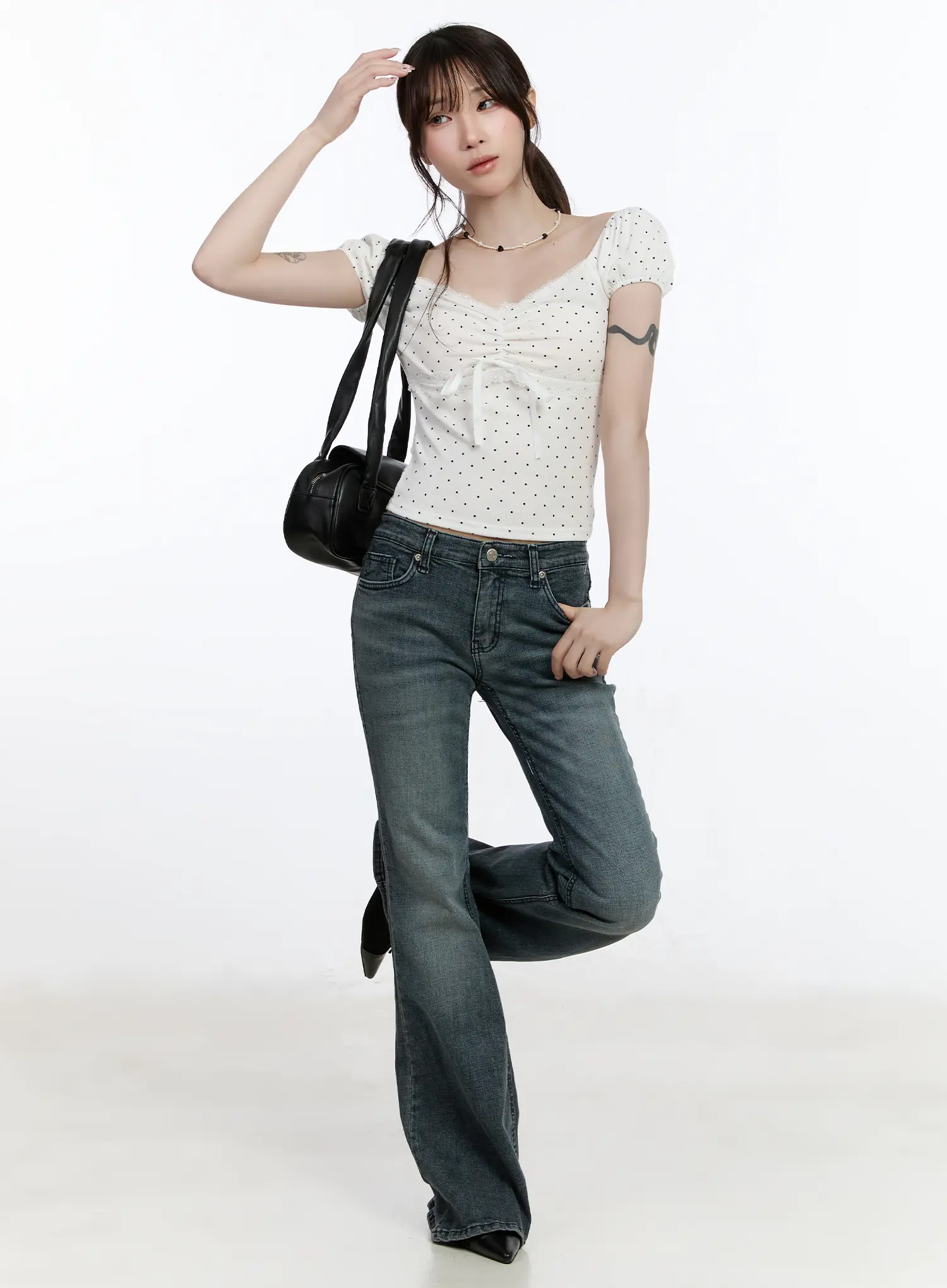 Sweetheart Polka Dot Puff-Sleeve Top CA501 - Image 7