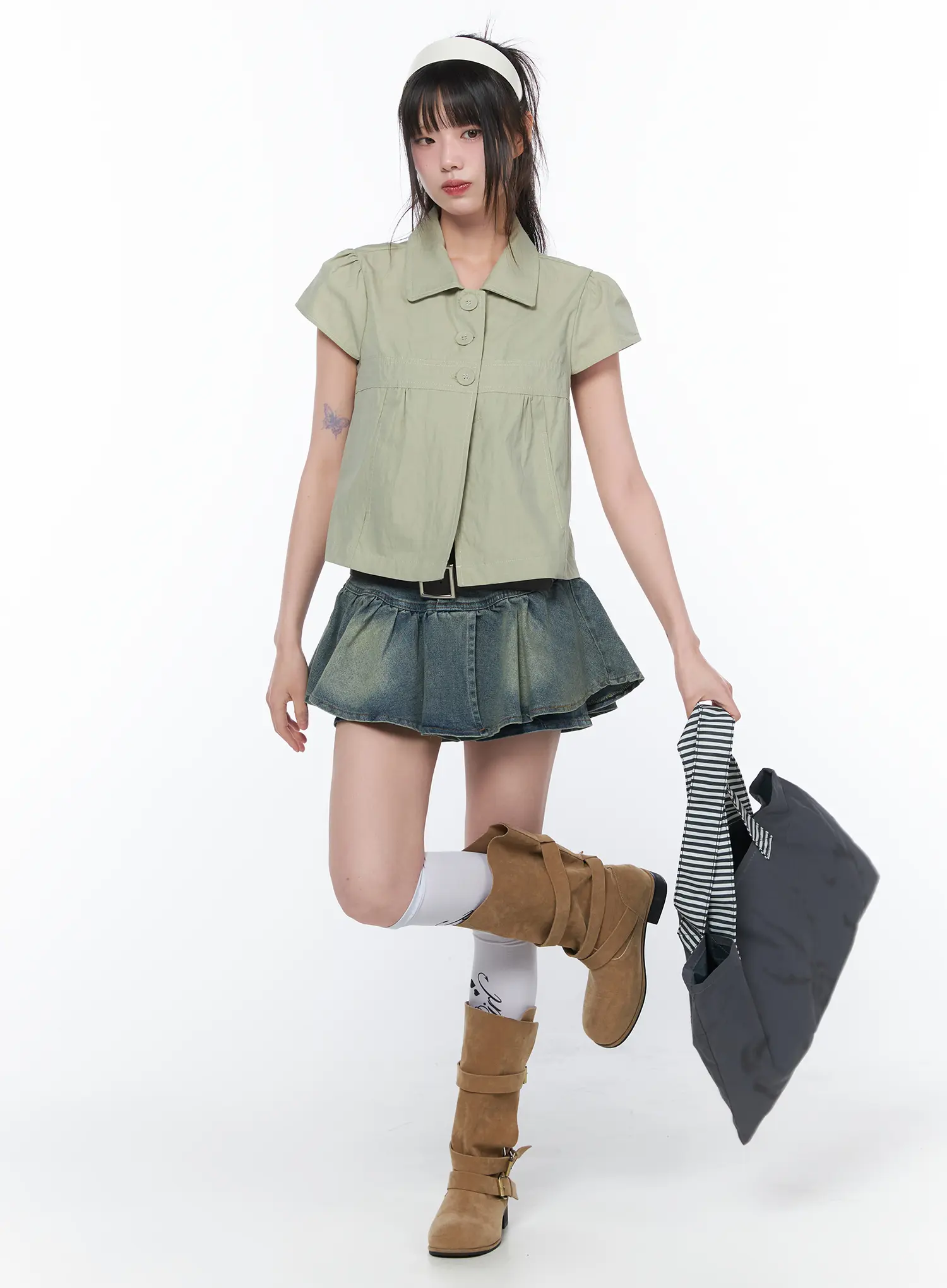 Tailored Button-Up Short Sleeve Shirt CA528 - Image 3