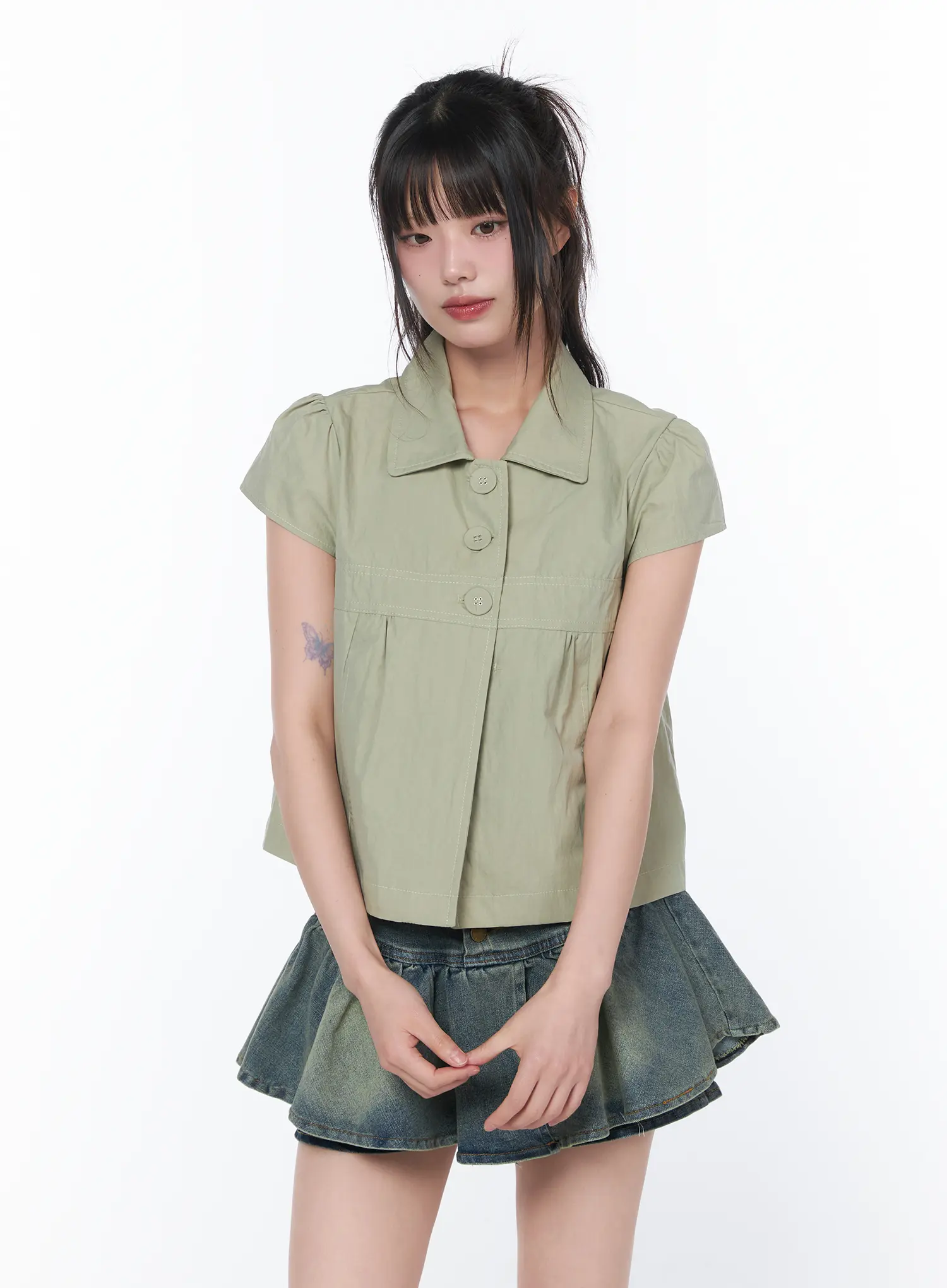 Tailored Button-Up Short Sleeve Shirt CA528 - Image 4