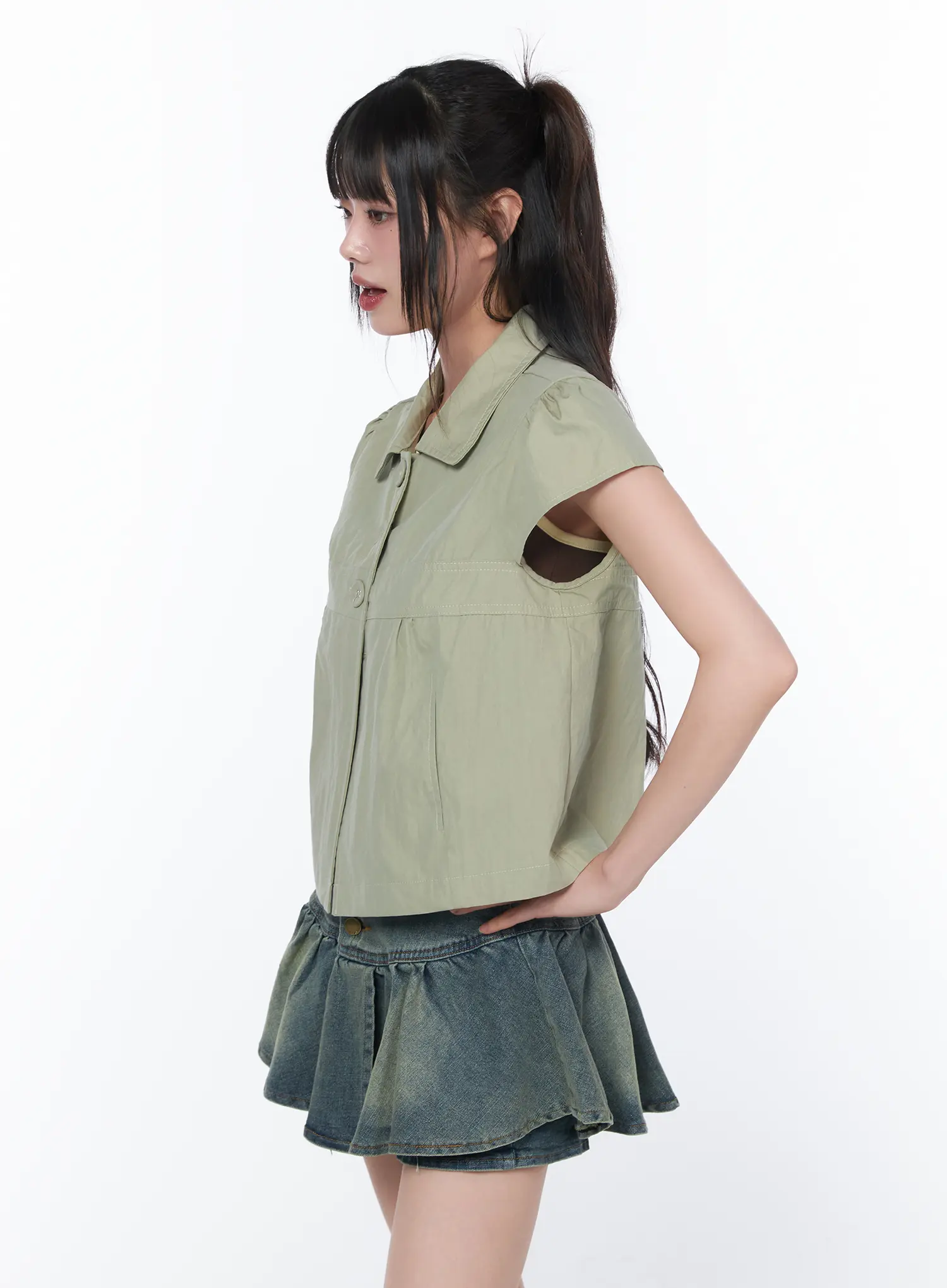 Tailored Button-Up Short Sleeve Shirt CA528 - Image 7
