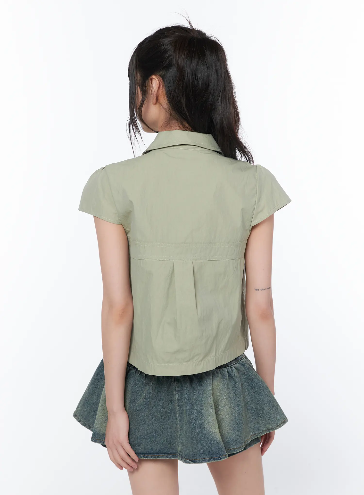 Tailored Button-Up Short Sleeve Shirt CA528 - Image 9