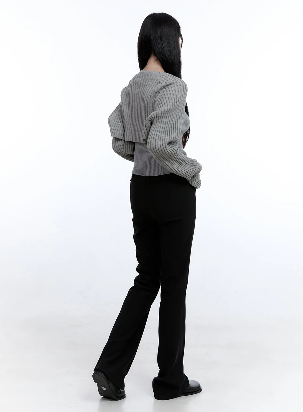 Tailored Slim-Fit Flare Trousers OO429 - Image 7