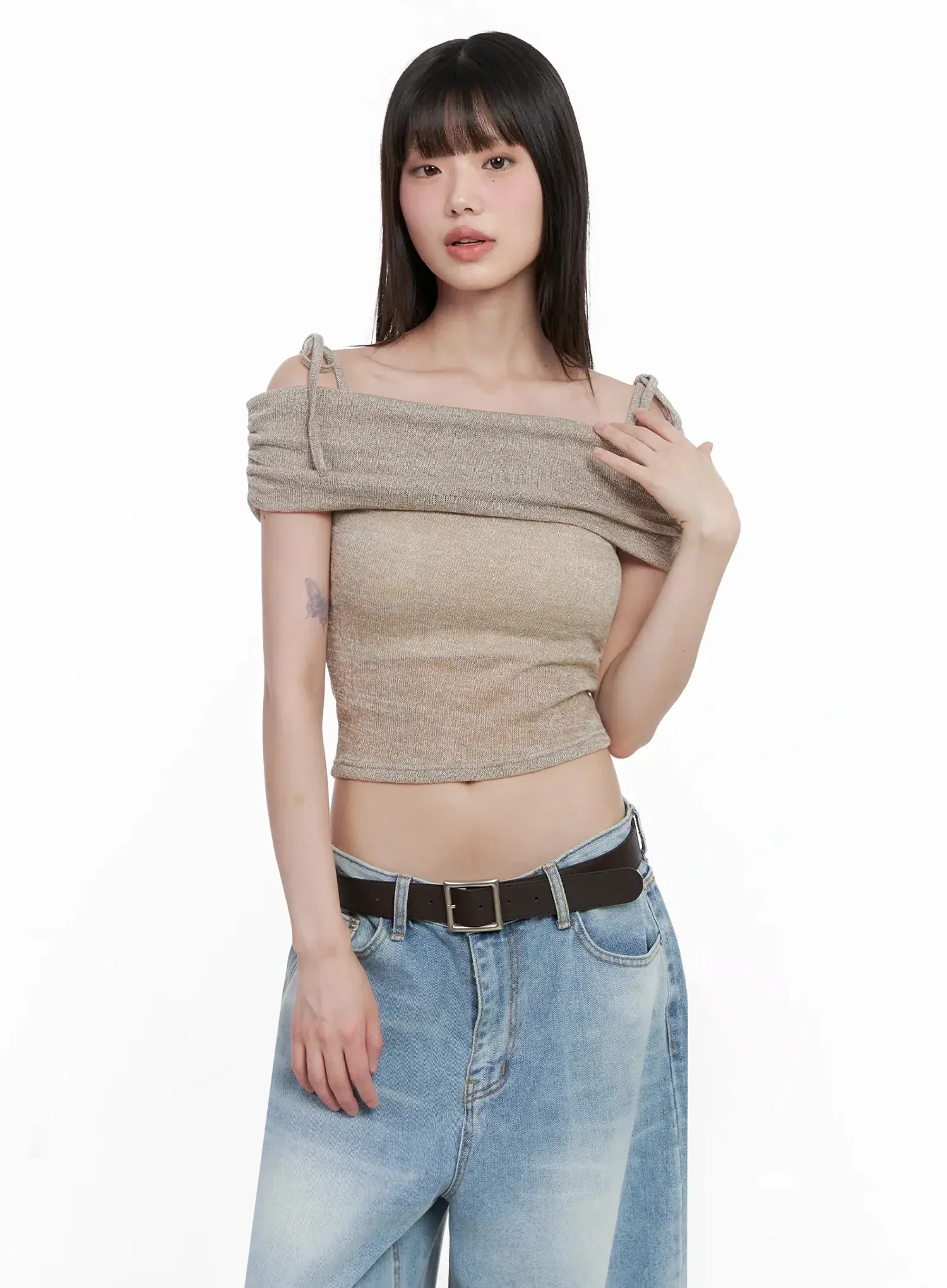 Textured Off-Shoulder Knit Top IL531 - Image 17