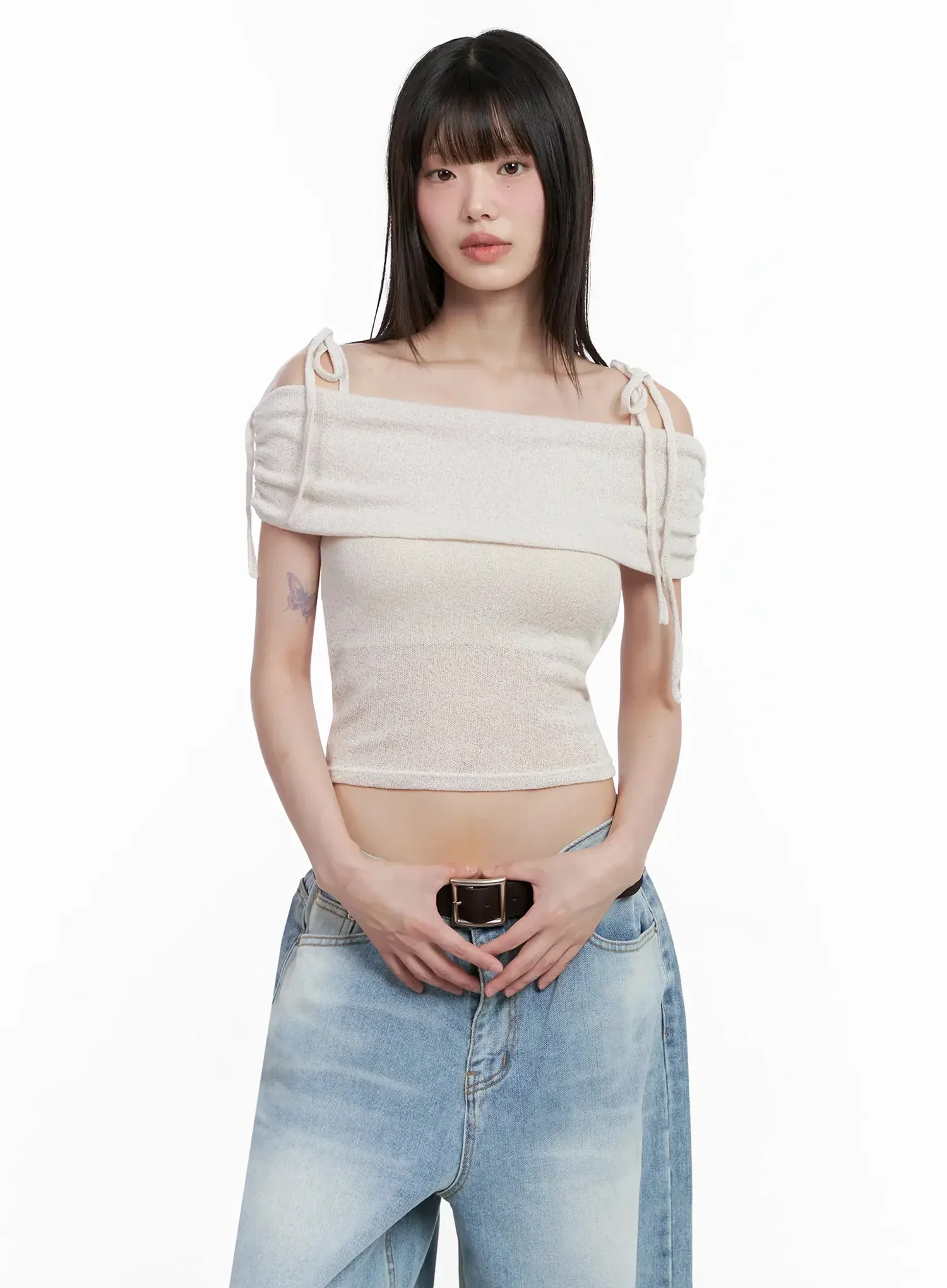 Textured Off-Shoulder Knit Top IL531 - Image 18