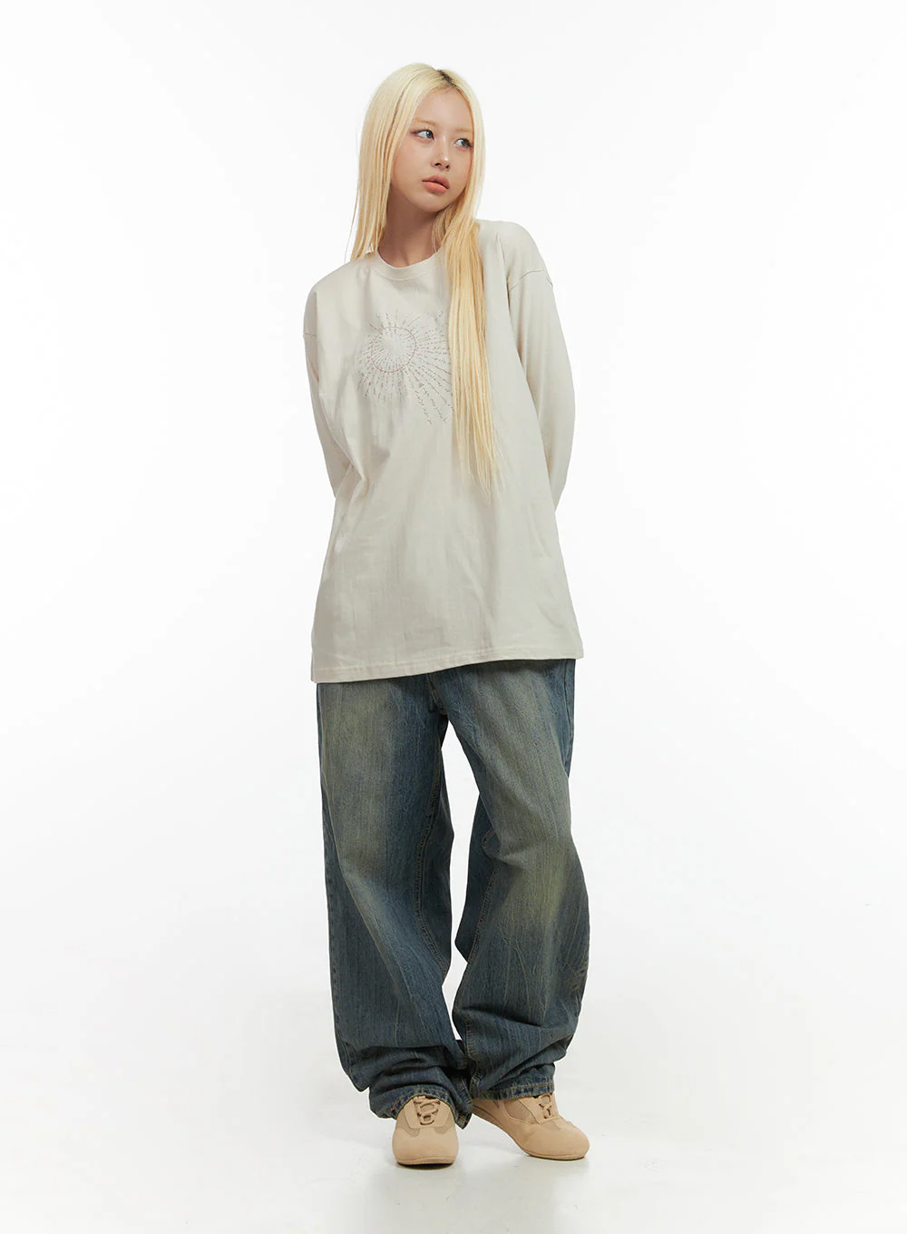 Thea Baggy Jeans in Washed Blue CO415 - Image 2