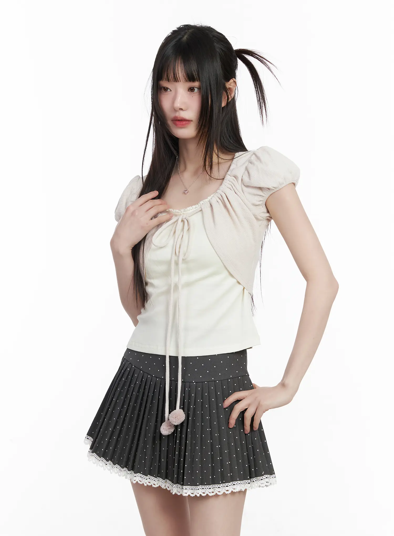 Tie Puff Sleeve Top CM525 - Image 8