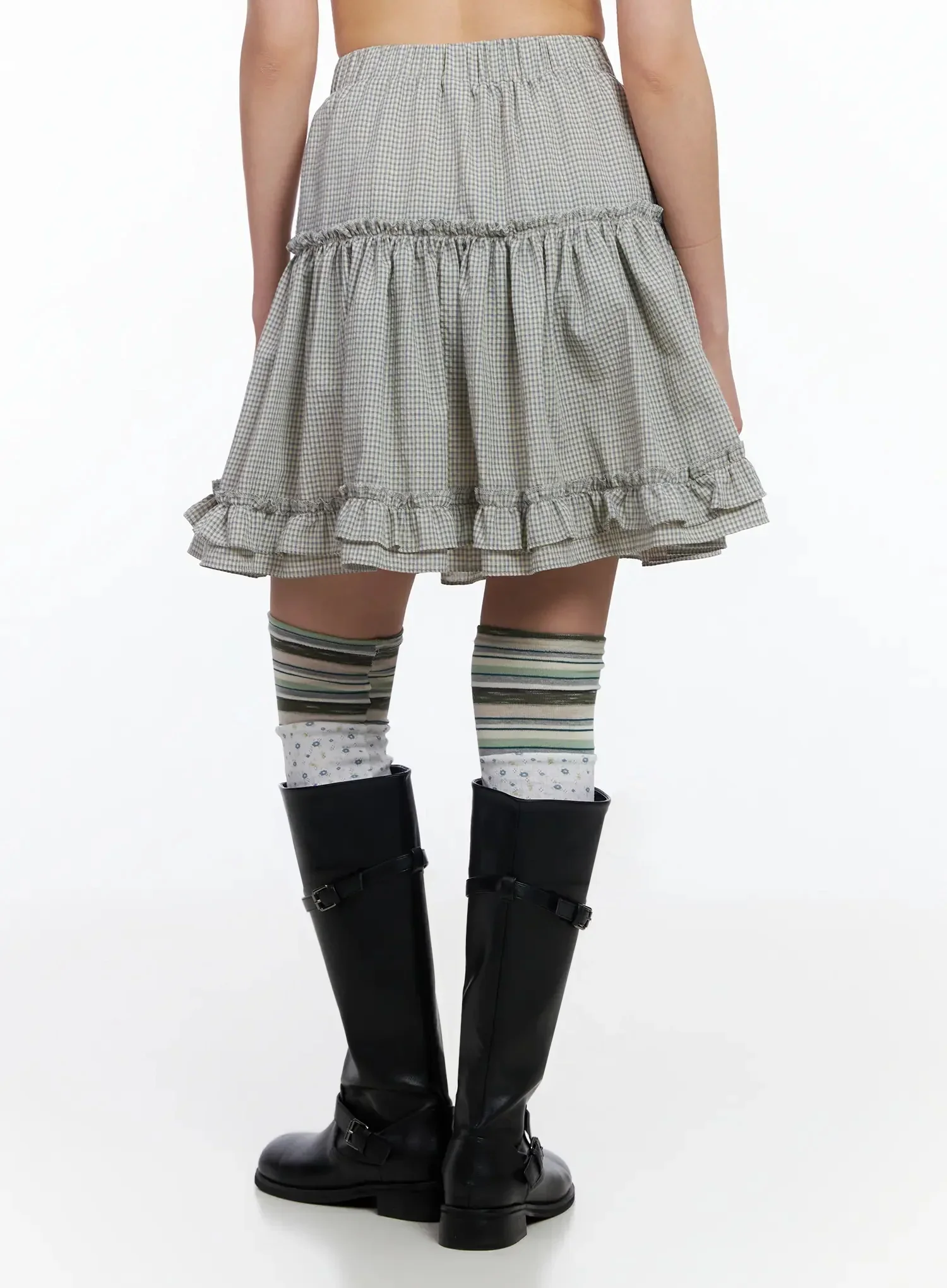 Tiered Plaid Frill Midi Skirt IA523 - Image 11