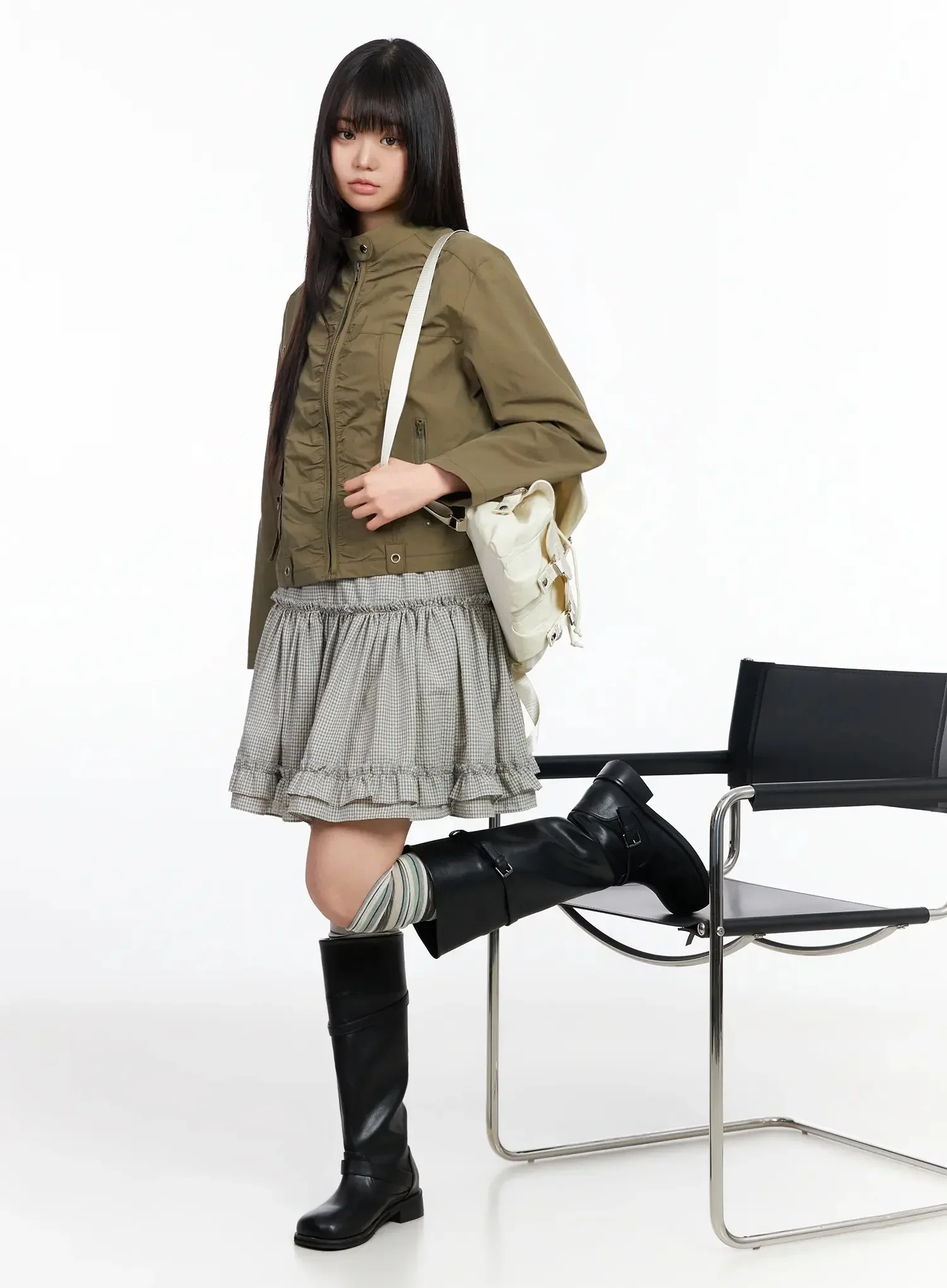Tiered Plaid Frill Midi Skirt IA523 - Image 12