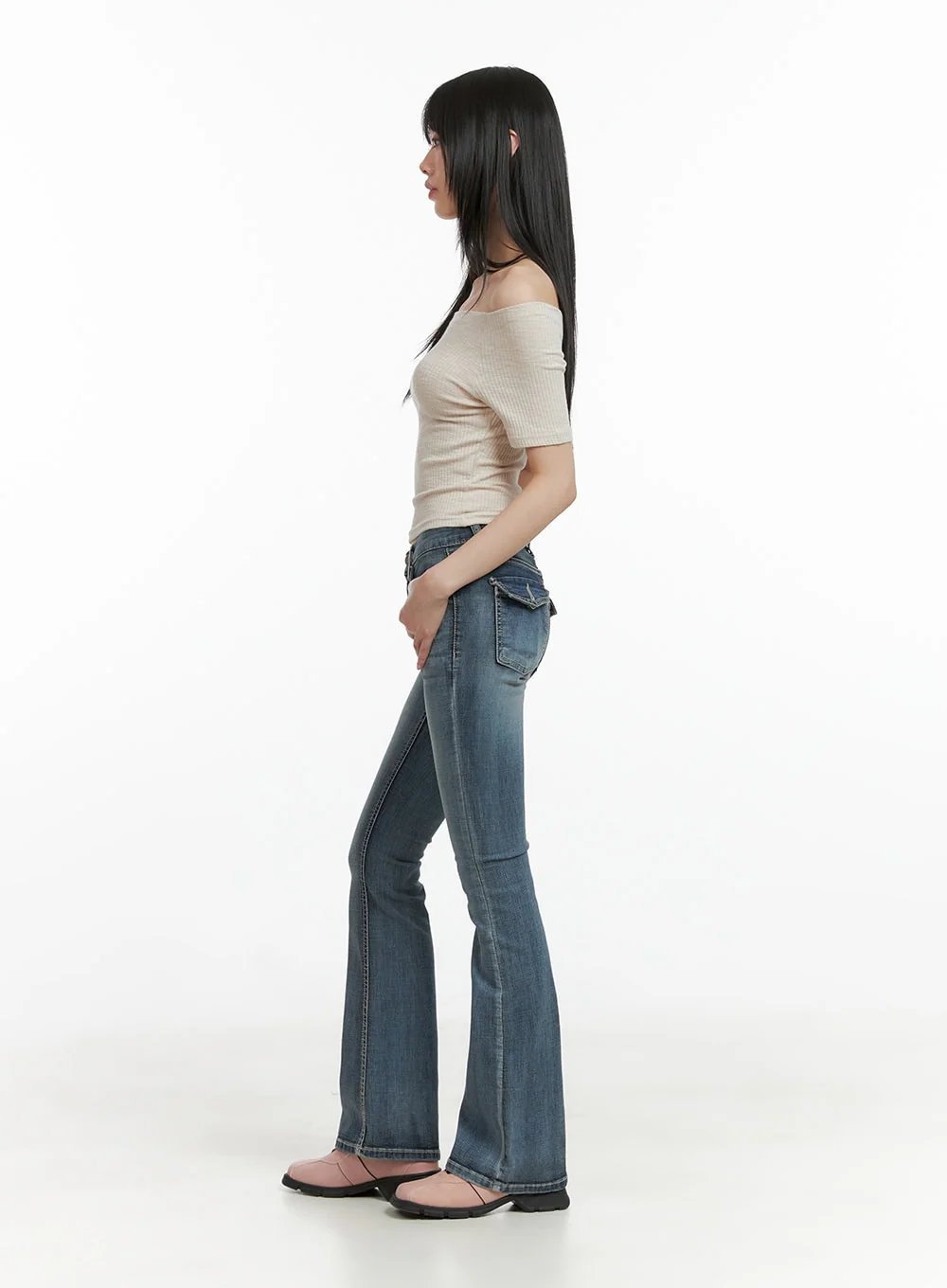 Tight Fit Low Waist Bootcut Jeans CL403 - Image 3