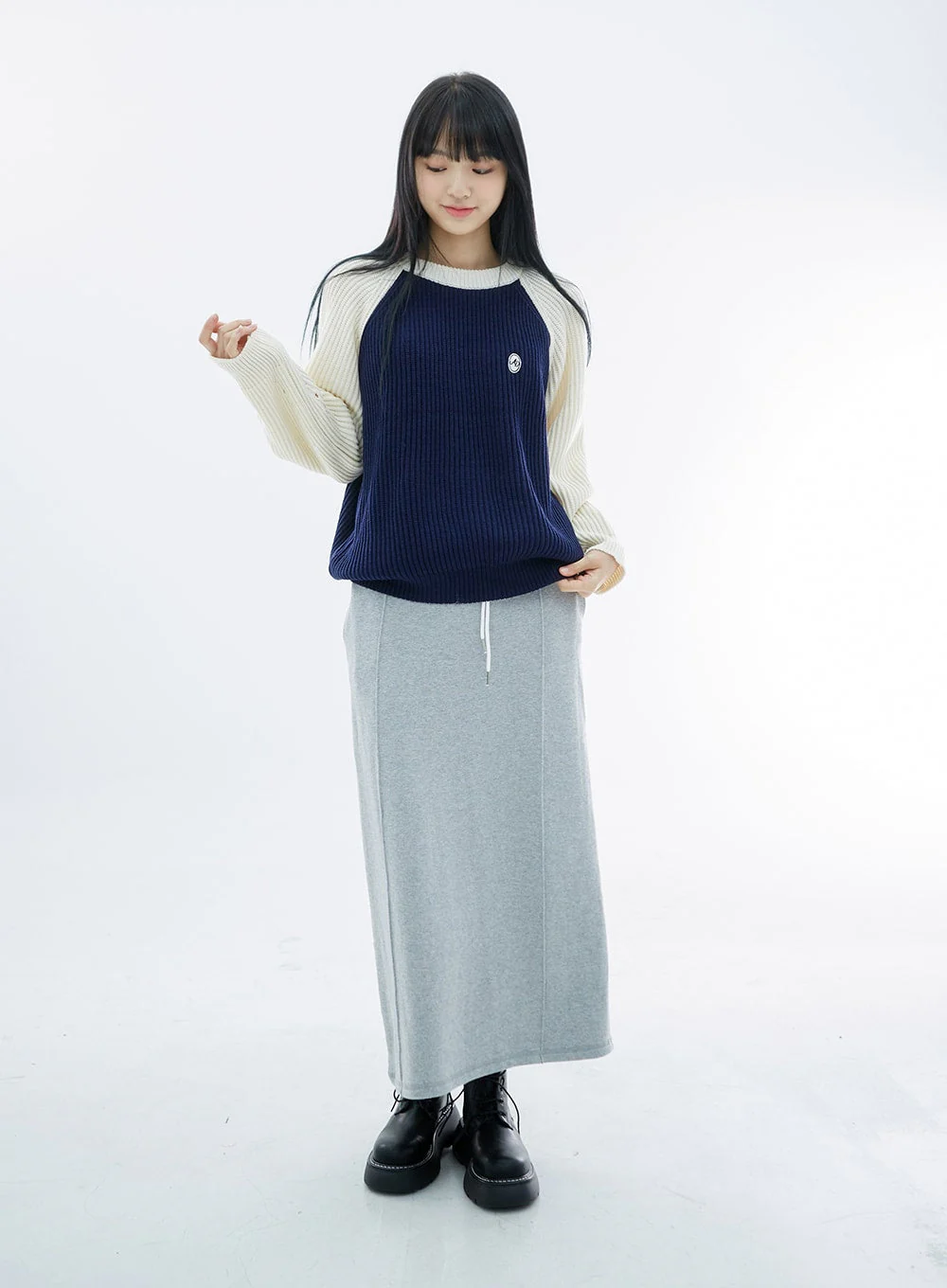 Two Color Knit Sweater OS27 - Image 7