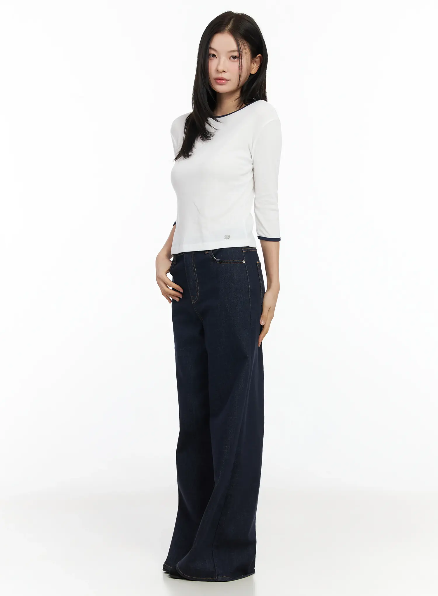 Two-Color Quarter Sleeve Top IM524 - Image 9