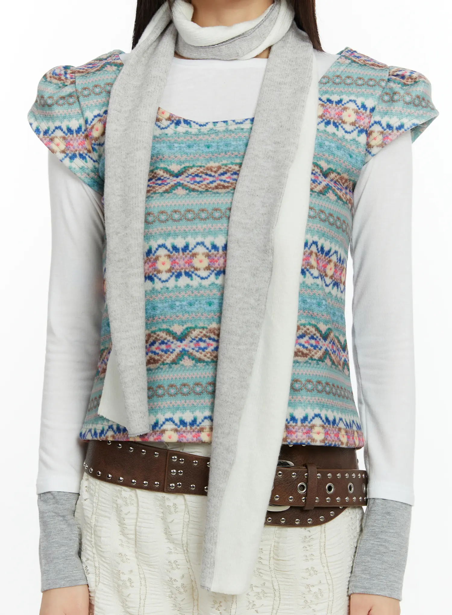Two-Tone Knit Scarf CF510