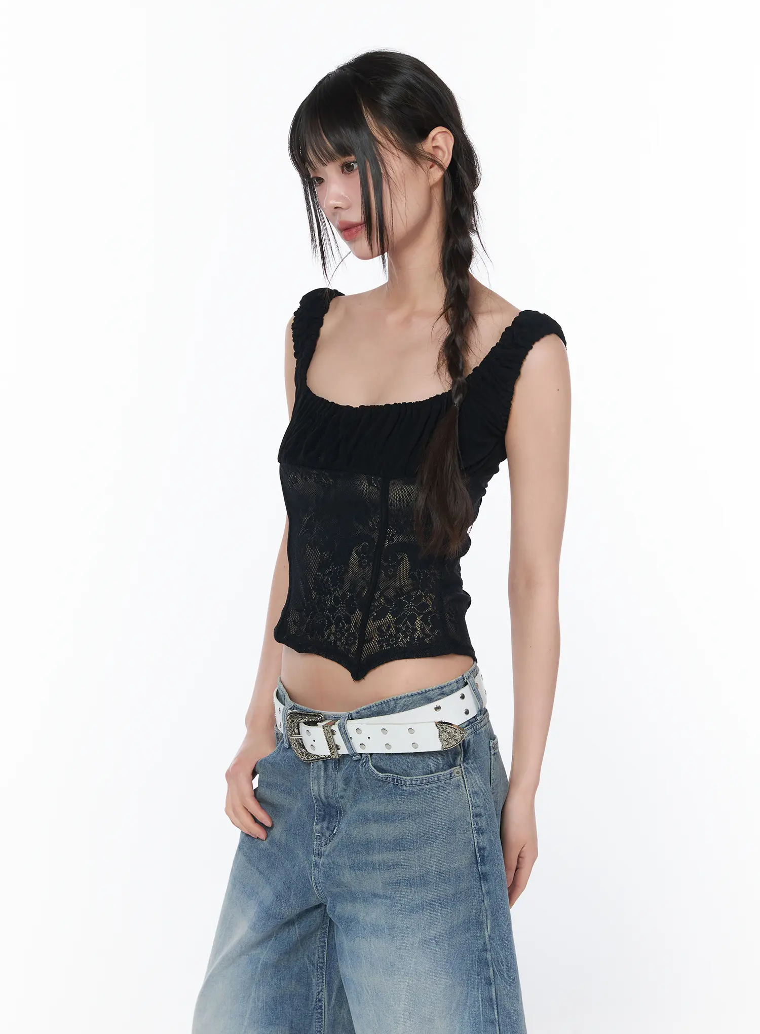 Two-Tone Lace Sleeveless Top CA529 - Image 10
