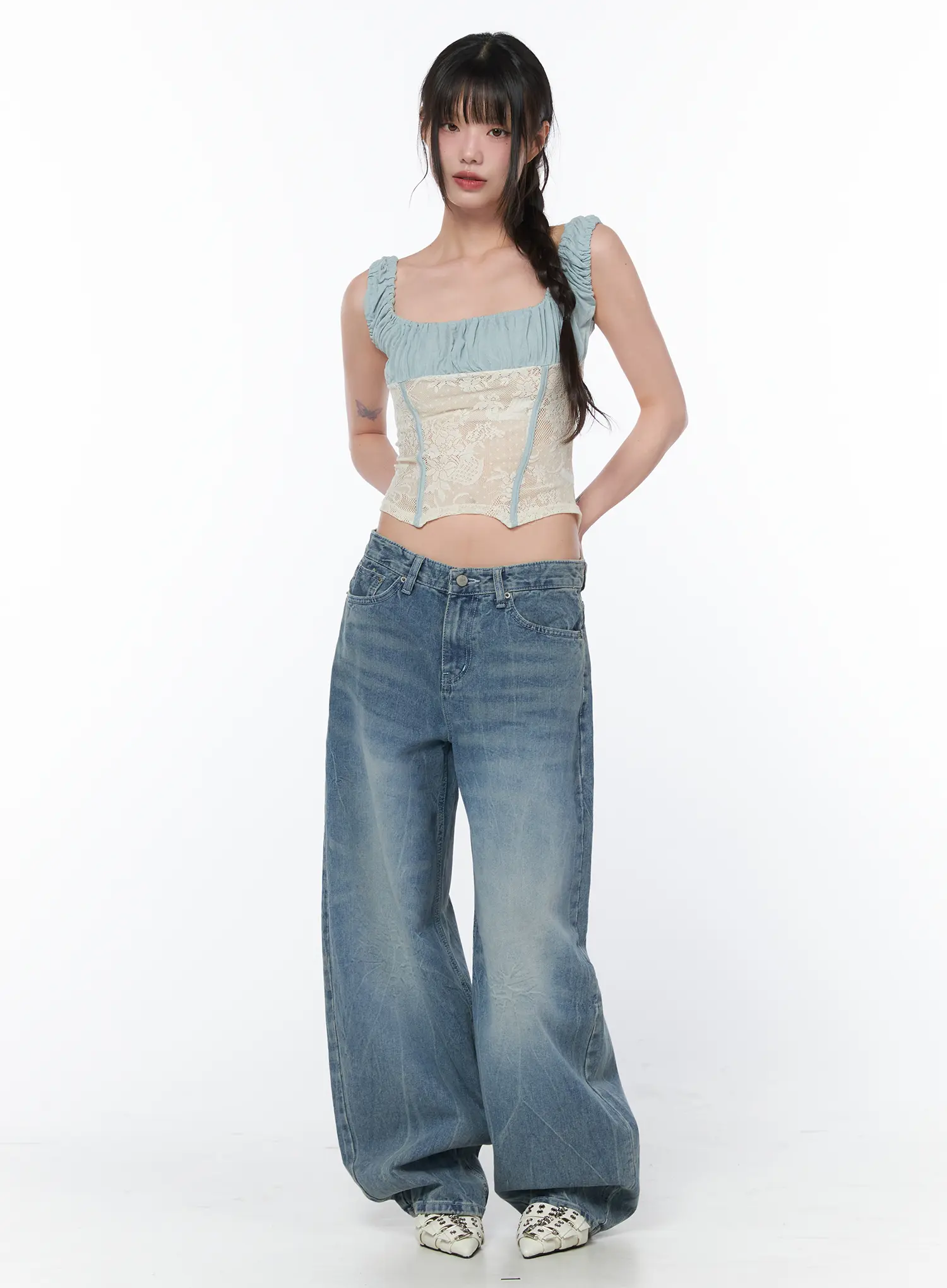 Two-Tone Lace Sleeveless Top CA529 - Image 3