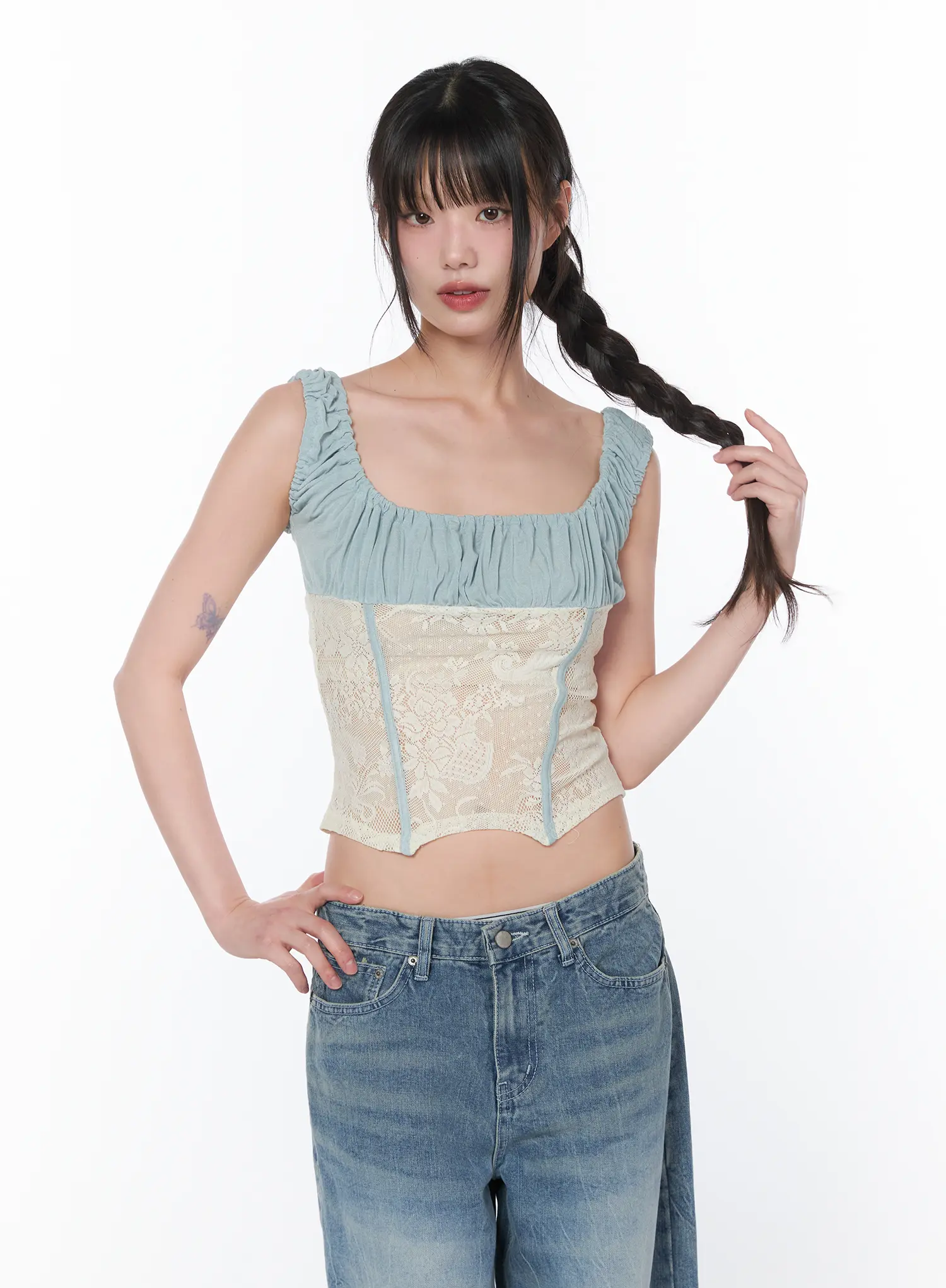 Two-Tone Lace Sleeveless Top CA529 - Image 6