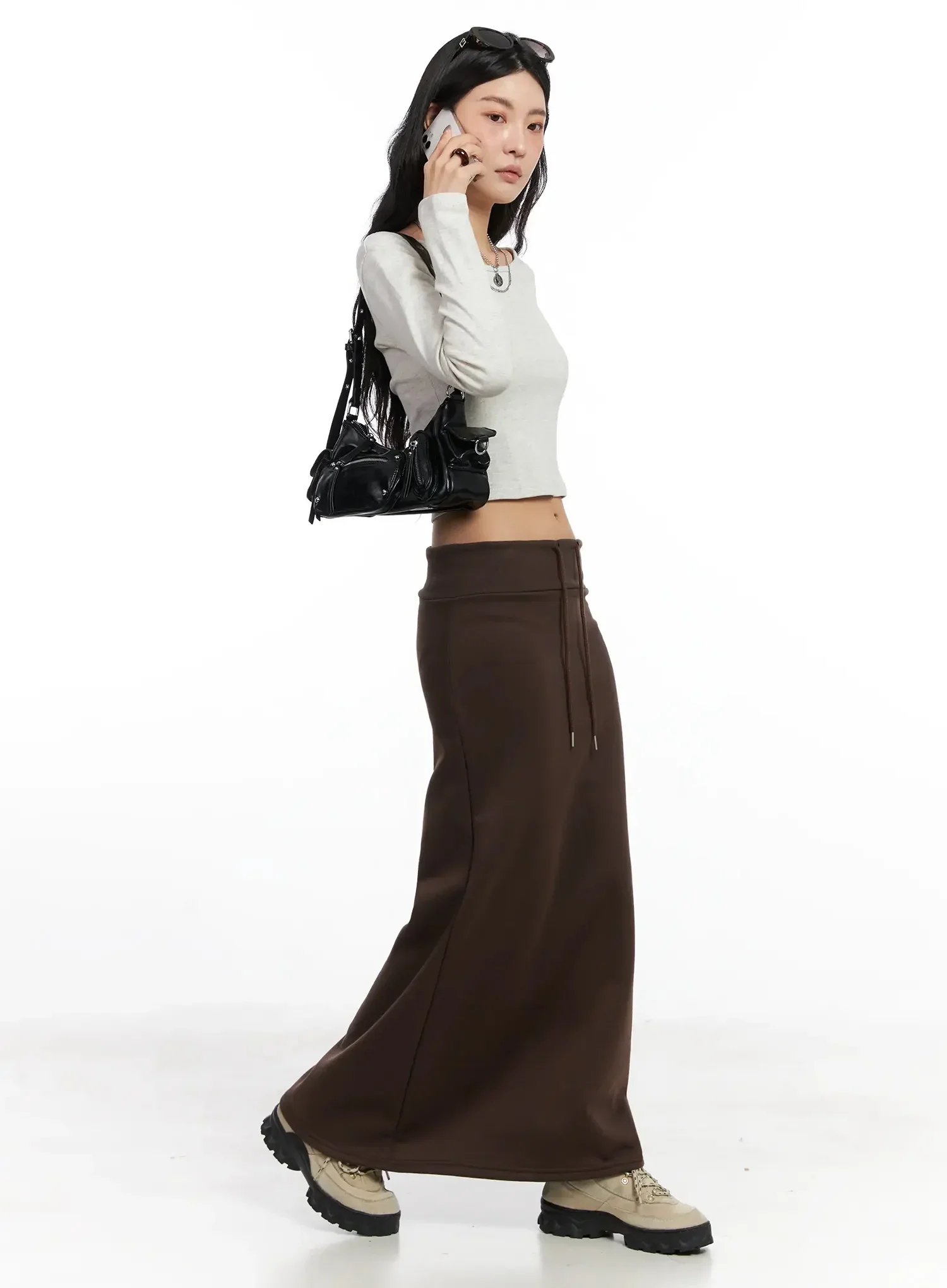 U-Neck Crop Long Sleeve Top IN528