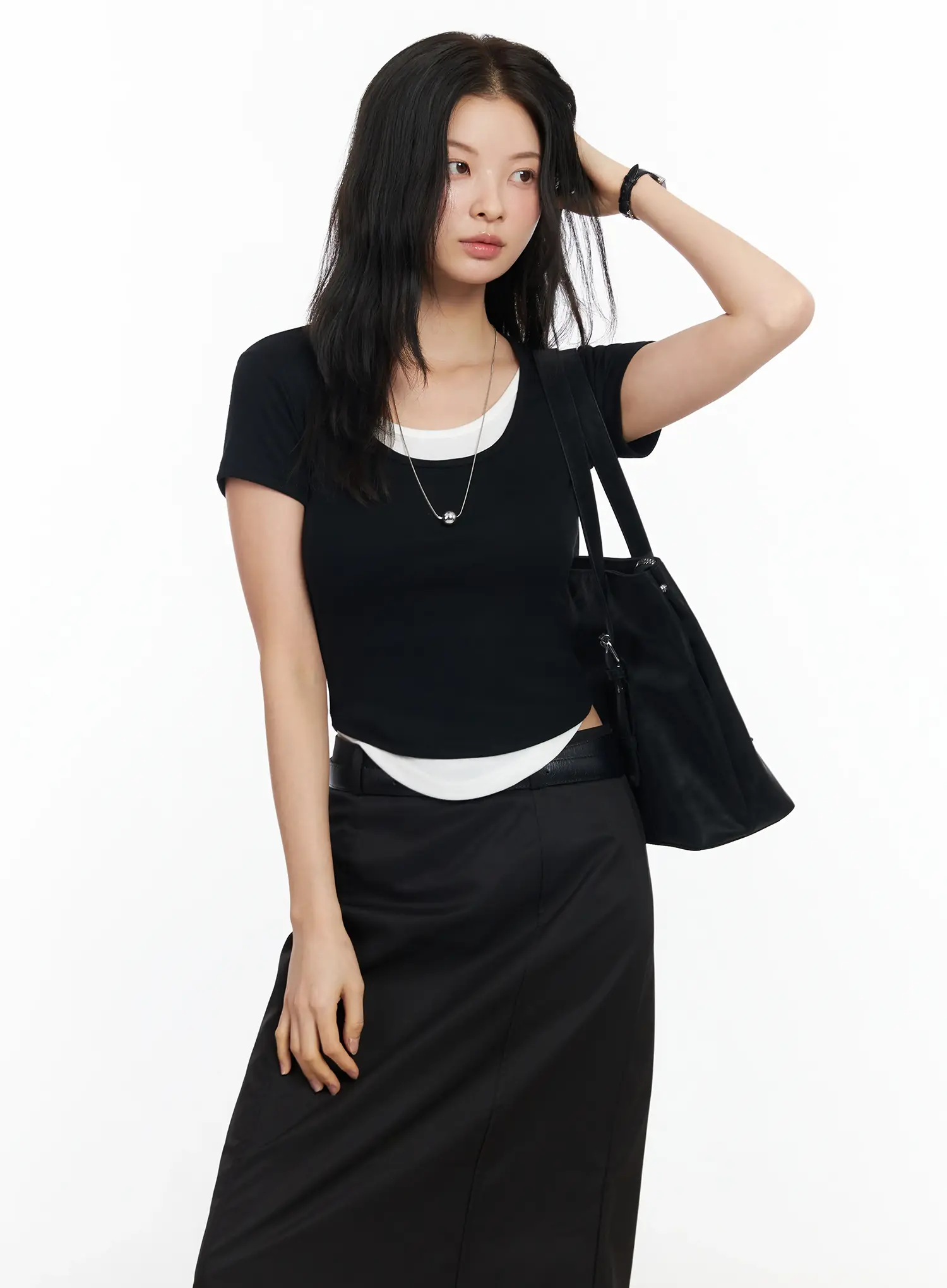 U-Neck Layered Short Sleeve Top IM524