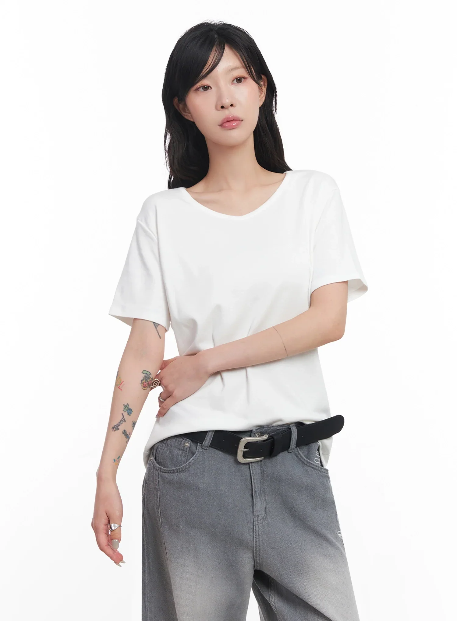 U-Neck Loose-Fit T-Shirt IC503 - Image 7