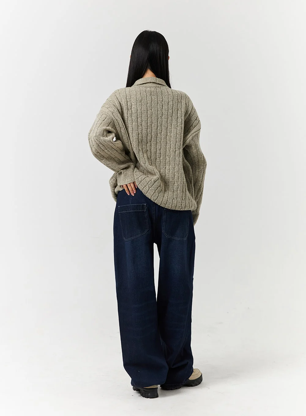 Unisex High Waist Solid Pocket Straight Leg Jeans CD328 - Image 7