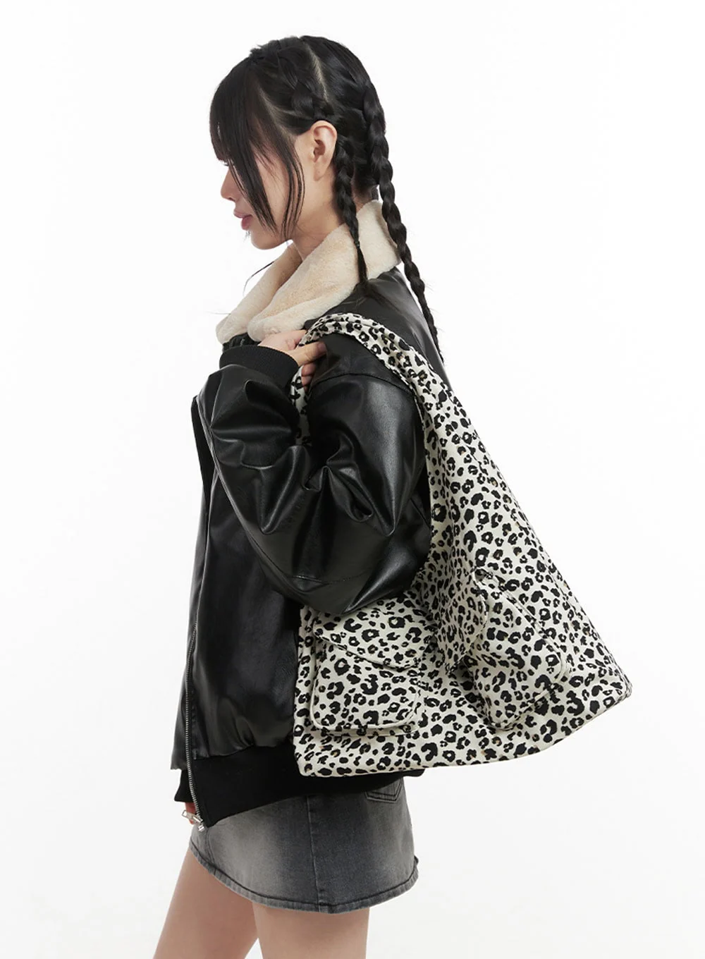 Urban Zip-Up Faux Leather Jacket IN427 - Image 4