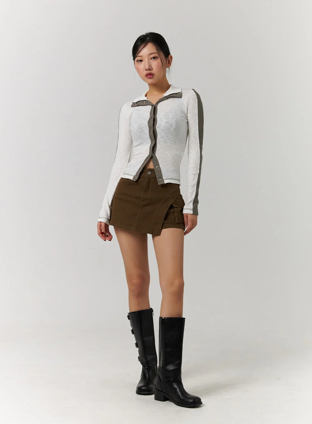 V-Neck Button-Up Cardigan CD329 - Image 3